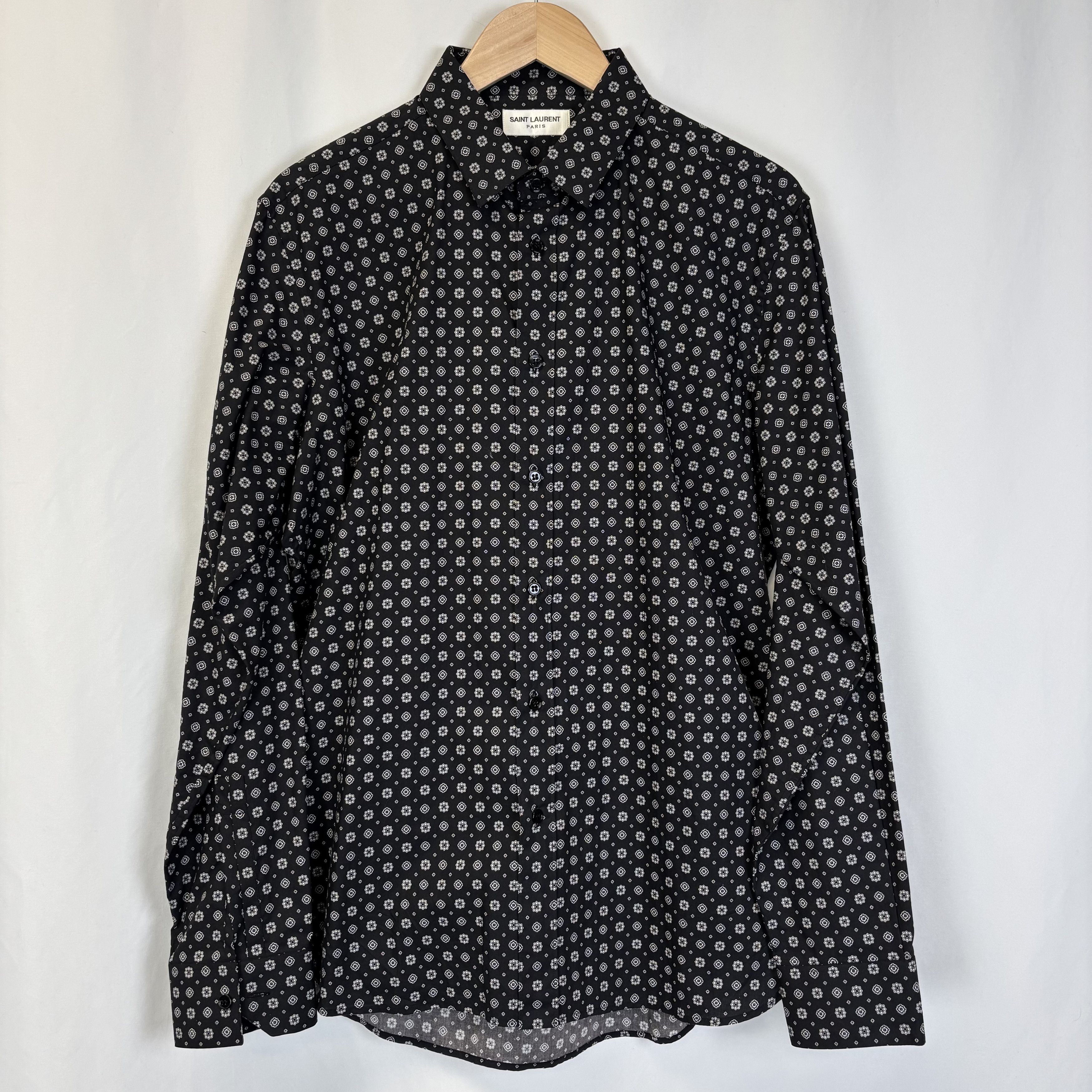 Saint Laurent Paris Saint Laurent Black Geometric Shirt Size US L / EU 52-54 / 3 - 1 Thumbnail