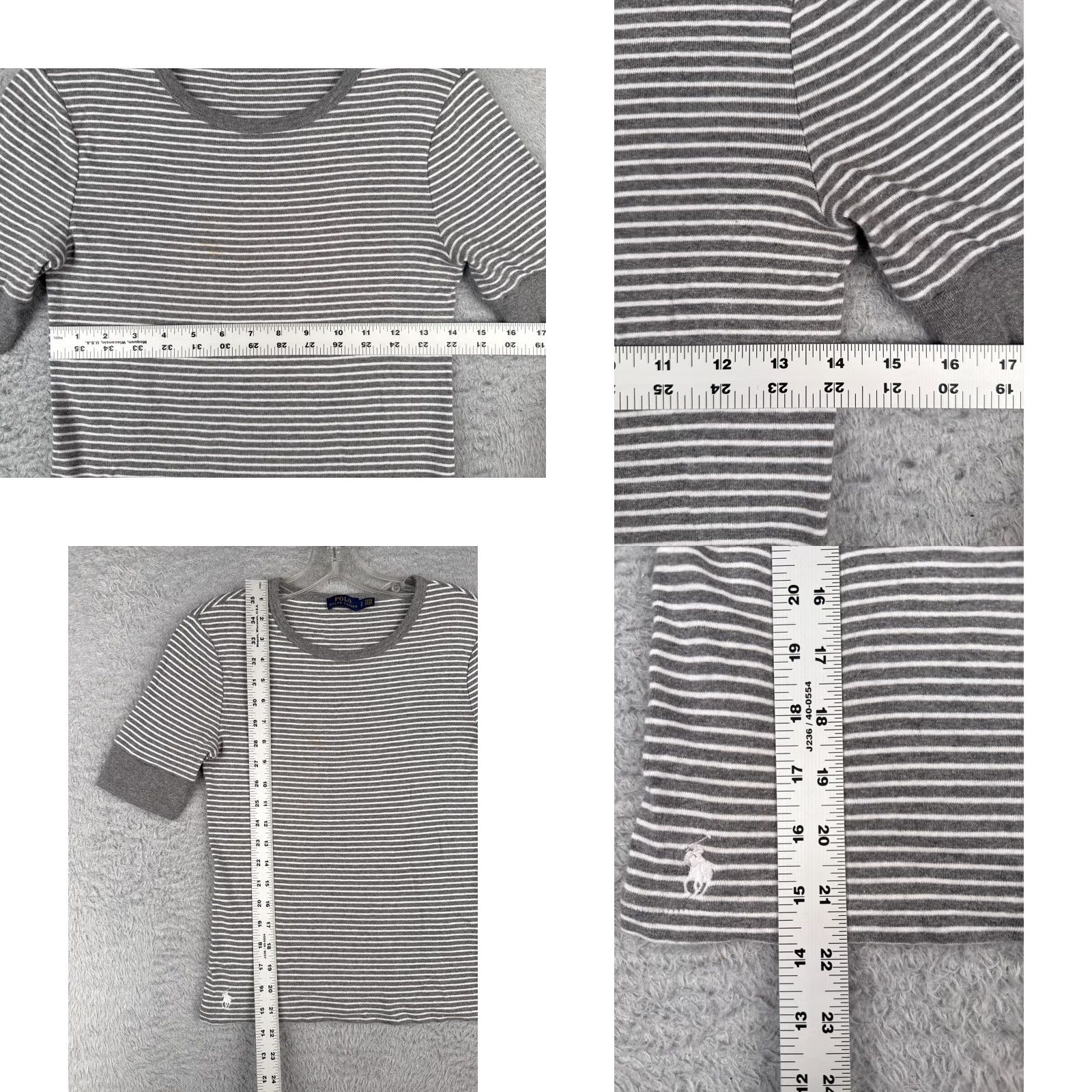 Polo Ralph Lauren Polo Ralph Lauren Shirt Women Small Petite Gray Stripe Crew Short Sleeve READ Size S / US 4 / IT 40 - 8 Thumbnail