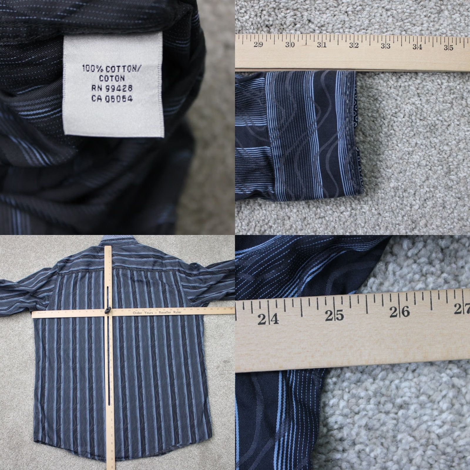 BUGATCHI Bugatchi Uomo Shirt Mens Large Blue Geometric 100% Cotton Long Sleeve Button-Up Vintage? No (adapted) Size US L / EU 52-54 / 3 - 8 Thumbnail