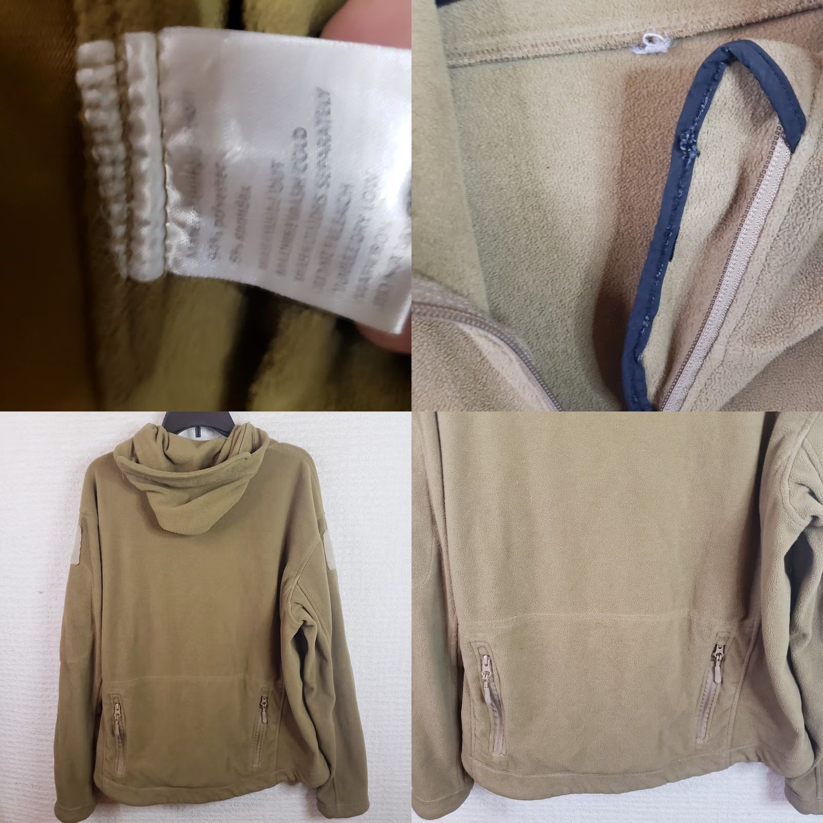 Vintage Tactical Fleece Jacket Military Hooded Zip Full Zip Men L Tan Army Special Ops Size US L / EU 52-54 / 3 - 9 Thumbnail