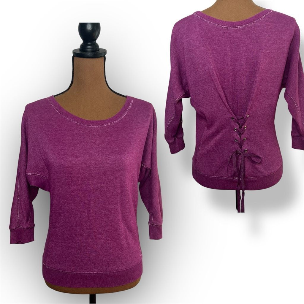 Juicy Couture Juicy Couture Magenta 3/4 Dolman Sleeve Sweatshirt Lace Up B Size S / US 4 / IT 40 - 1 Thumbnail