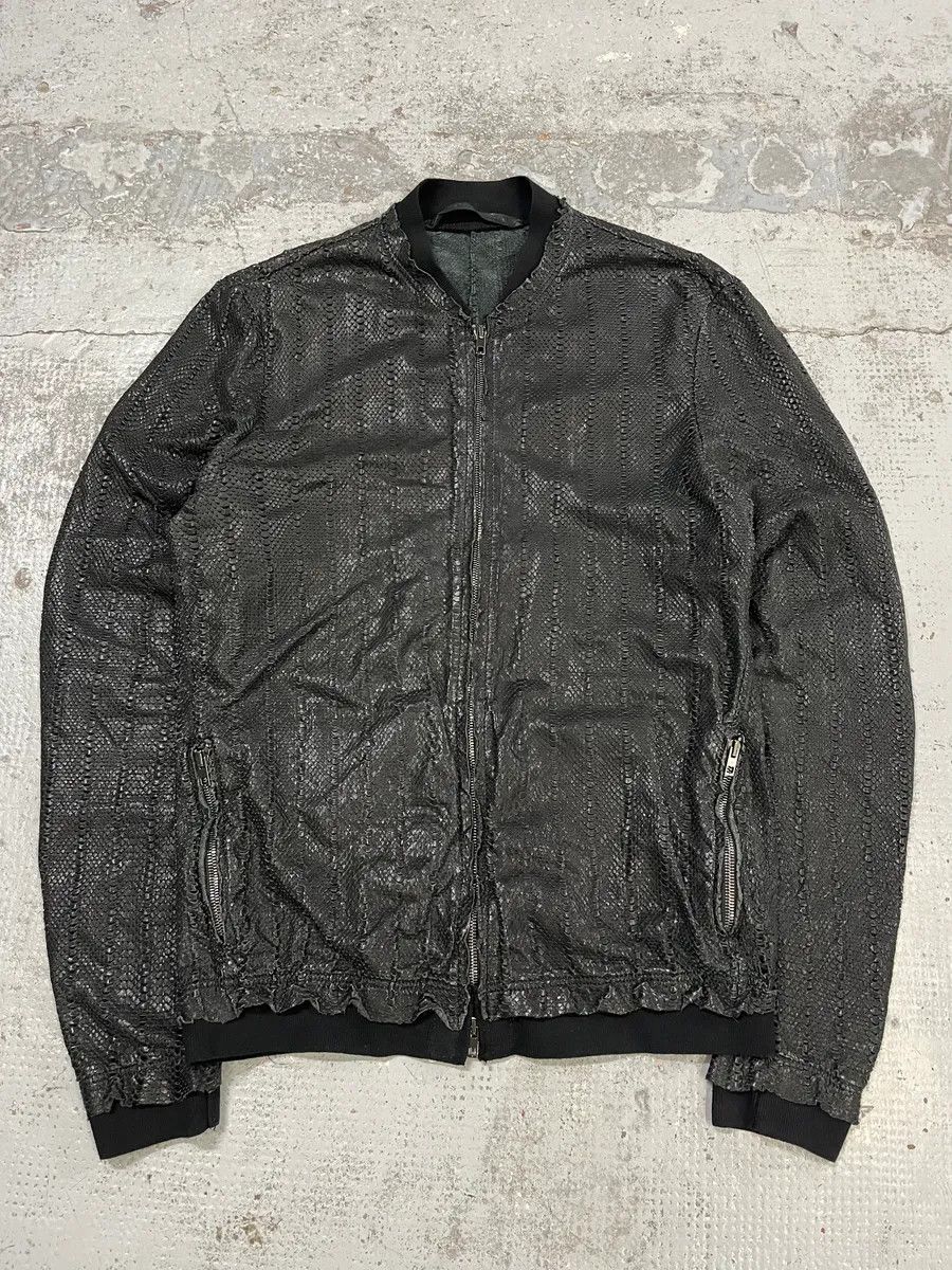 Vintage 2010s Italian Black Avant-Garde Distressed Leather Jacket Size US M / EU 48-50 / 2 - 1 Thumbnail