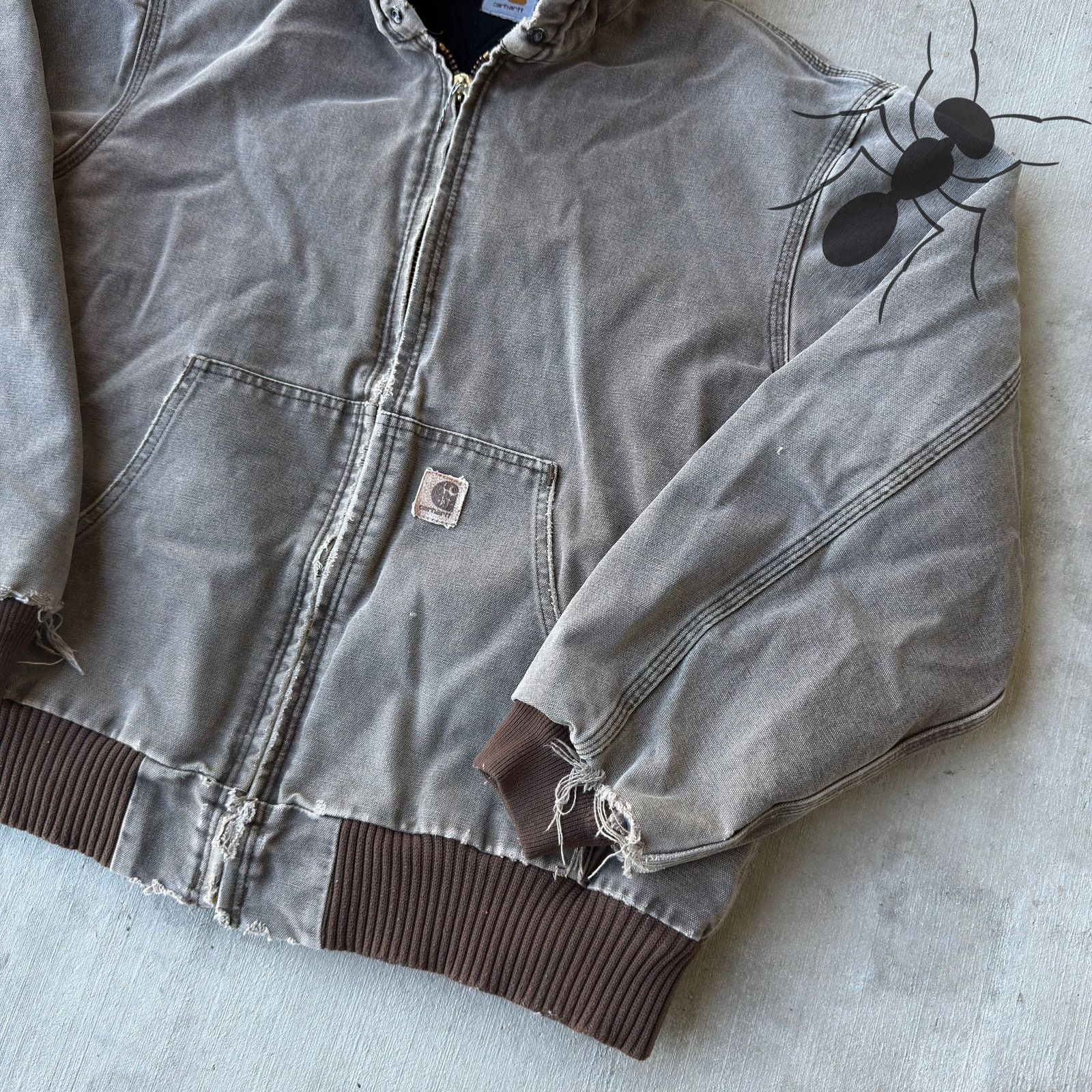 Carhartt × Vintage Carhartt faded brown hooded work wear jacket Size US L / EU 52-54 / 3 - 4 Thumbnail