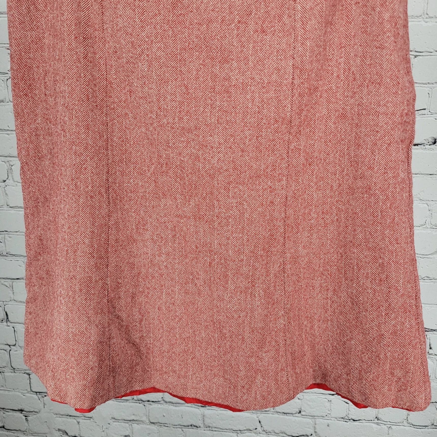 J.Crew VTG J.CREW Wool Herringbone A-Line Skirt - Red White, Side Zip, Lined, Knee Length, Size 12, Womens Size 34" / US 12 / IT 48 - 6 Thumbnail
