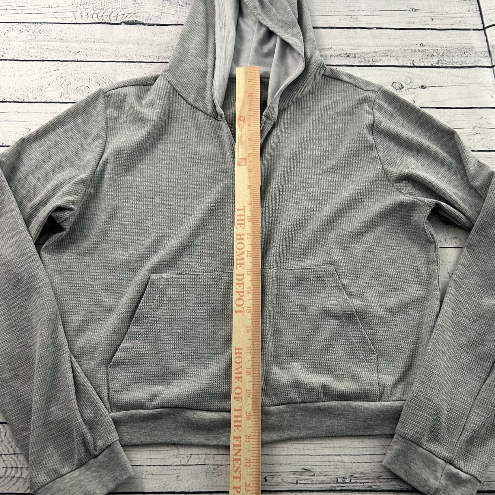 Fabletics VINTAGE Fabletics Thermal Full Zip Hooded Lightweight Athletic Jacket Women's XL Gray Size XL / US 12-14 / IT 48-50 - 3 Thumbnail