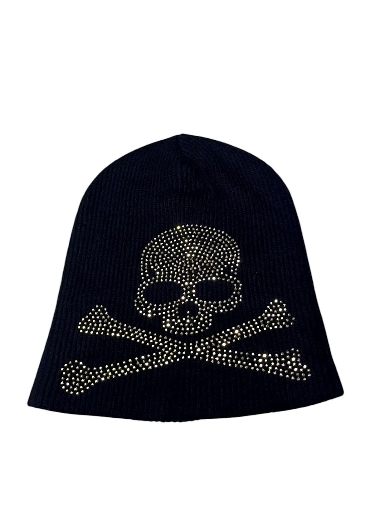 Japanese Brand 💀✨Vintage Punk Rhinestone Skull Beanie Chrome Hearts Vibe Size ONE SIZE - 3 Thumbnail