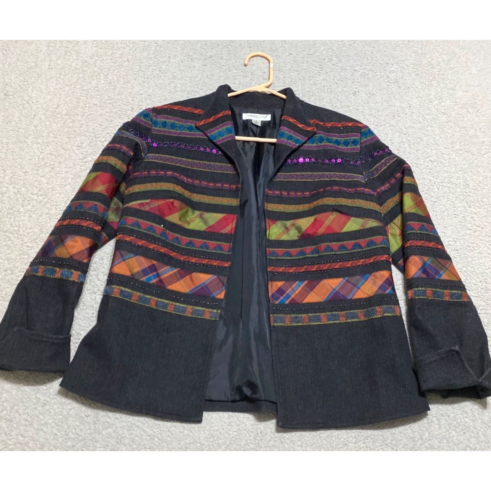 Coldwater Creek Coldwater Creek Womens 6 Blazer Jacket Multicolor Striped Open Front Size M / US 6-8 / IT 42-44 - 2 Thumbnail