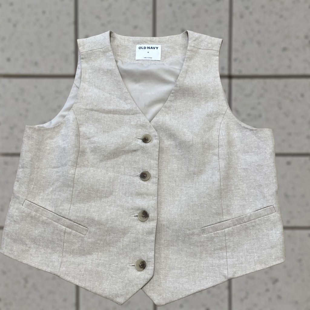 Old Navy Old Navy Vest Men's M Linen Suit Summer Coastal Preppy Light Academia Old Money Size 40R - 1 Thumbnail