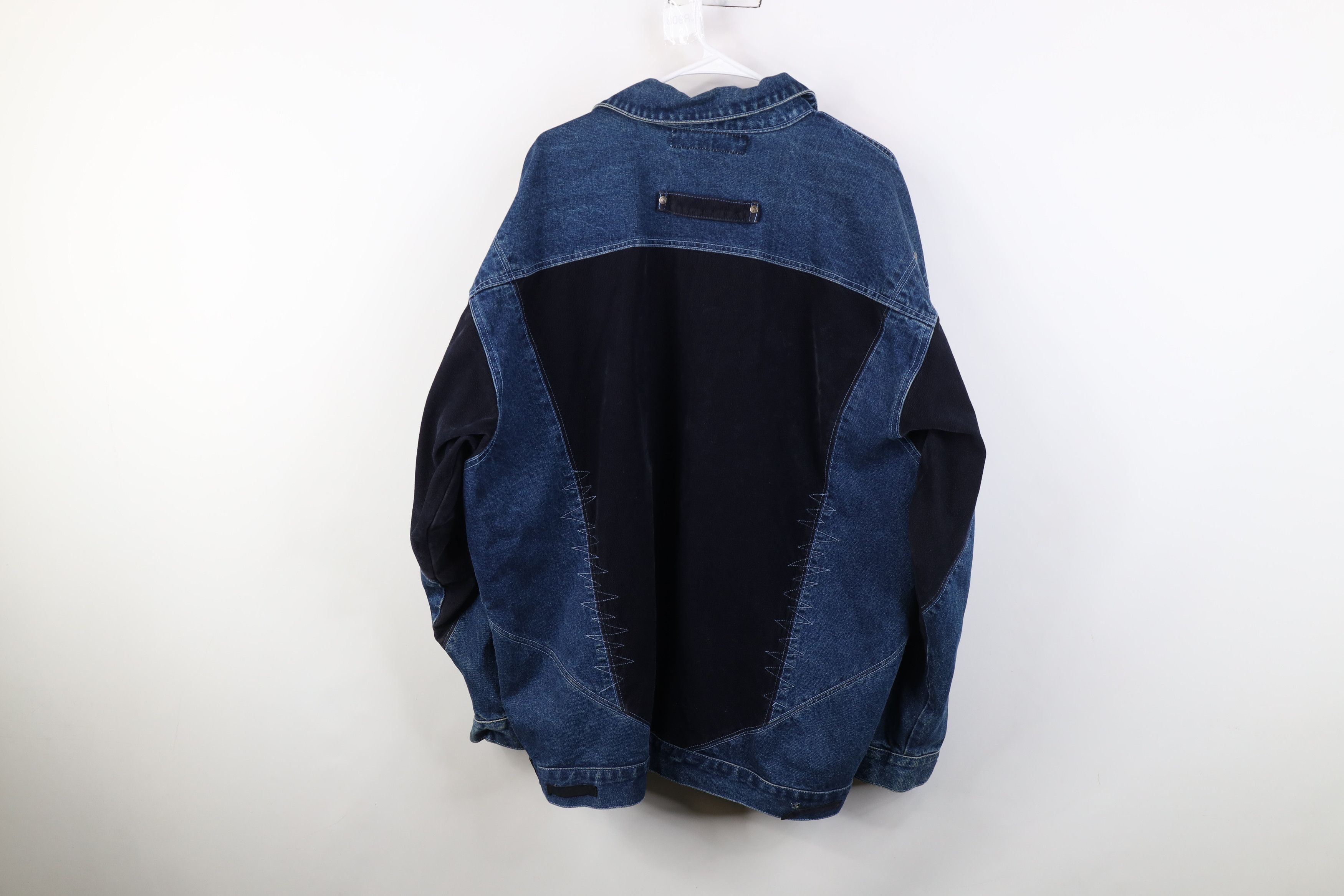 Vintage Vintage 90s Y2K Streetwear Block Baggy Denim Trucker Jacket Size US XXL / EU 58 / 5 - 15 Thumbnail