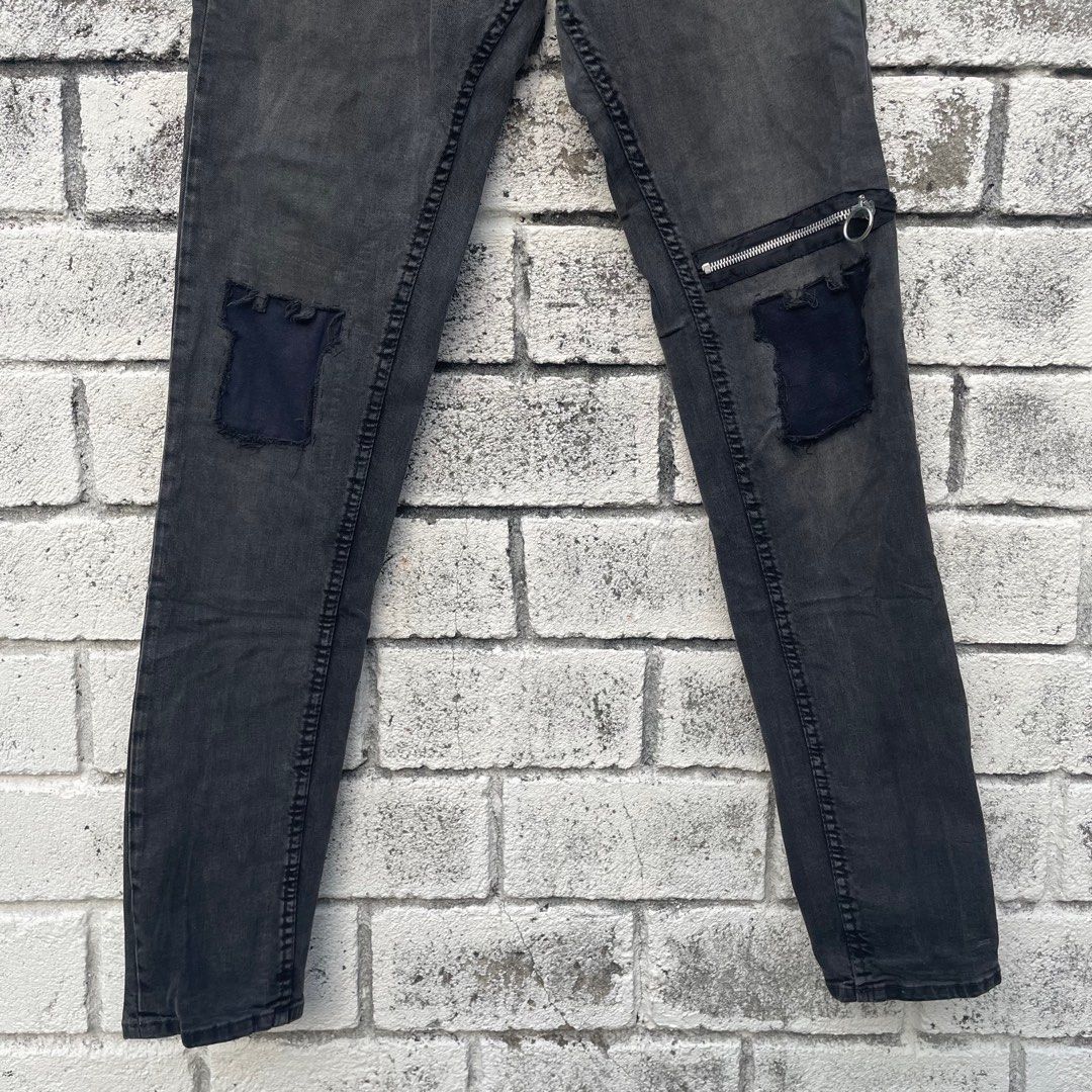 Zara Size 28 Zara Man Jeans with Patch on Knee Charcoal Grey Size US 28 / EU 44 - 2 Thumbnail