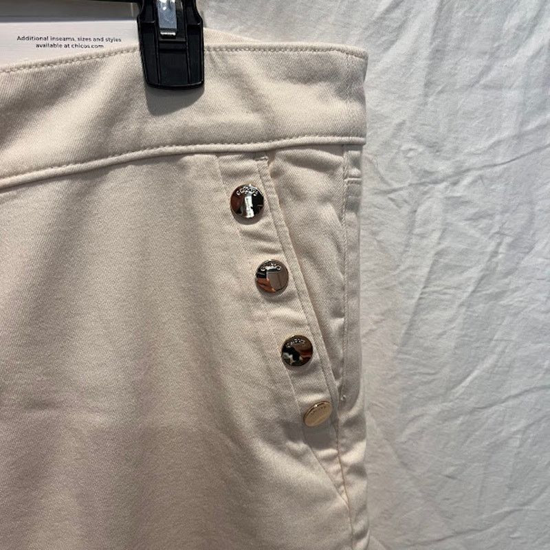 Chicos NWT Chico's Pull On Wide Leg Jeans Cream Size 4T / 20 Tall Size 42" / US 20 - 3 Thumbnail