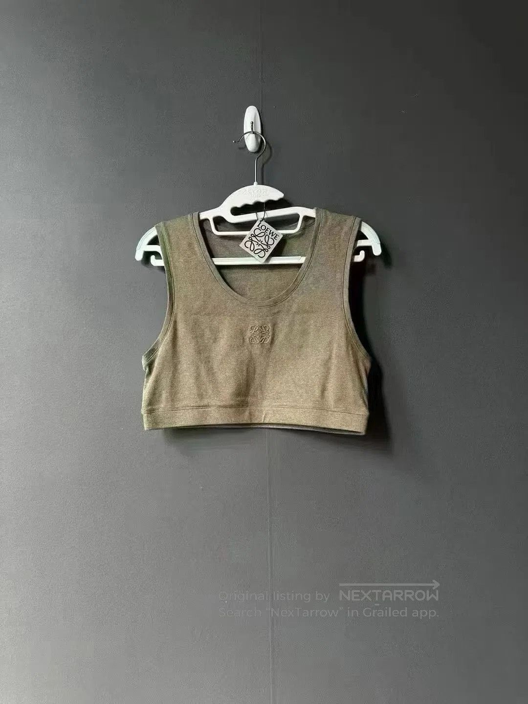 Loewe Loewe Khaki Embroidered Logo Cropped Vest. Size L / US 10 / IT 46 - 1 Thumbnail