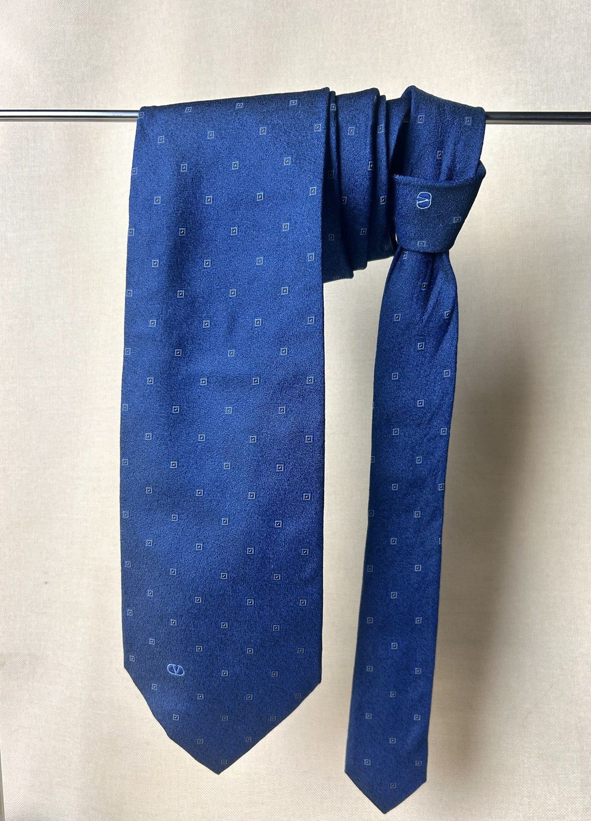 Valentino Valentino blue geometric Silk Mens Tie Size ONE SIZE - 1 Thumbnail