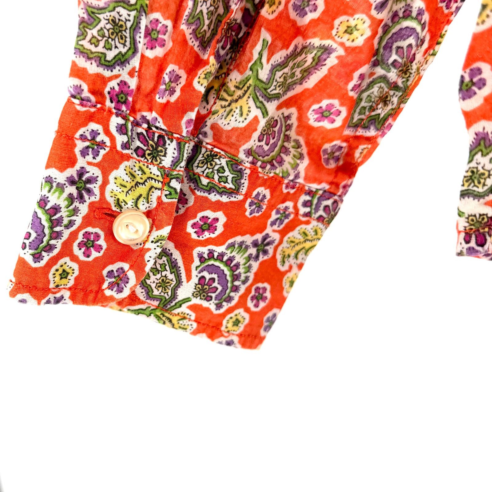 Ralph Lauren Orange Purple Floral 100% Cotton Button Down Shirt Size M / US 6-8 / IT 42-44 - 6 Thumbnail