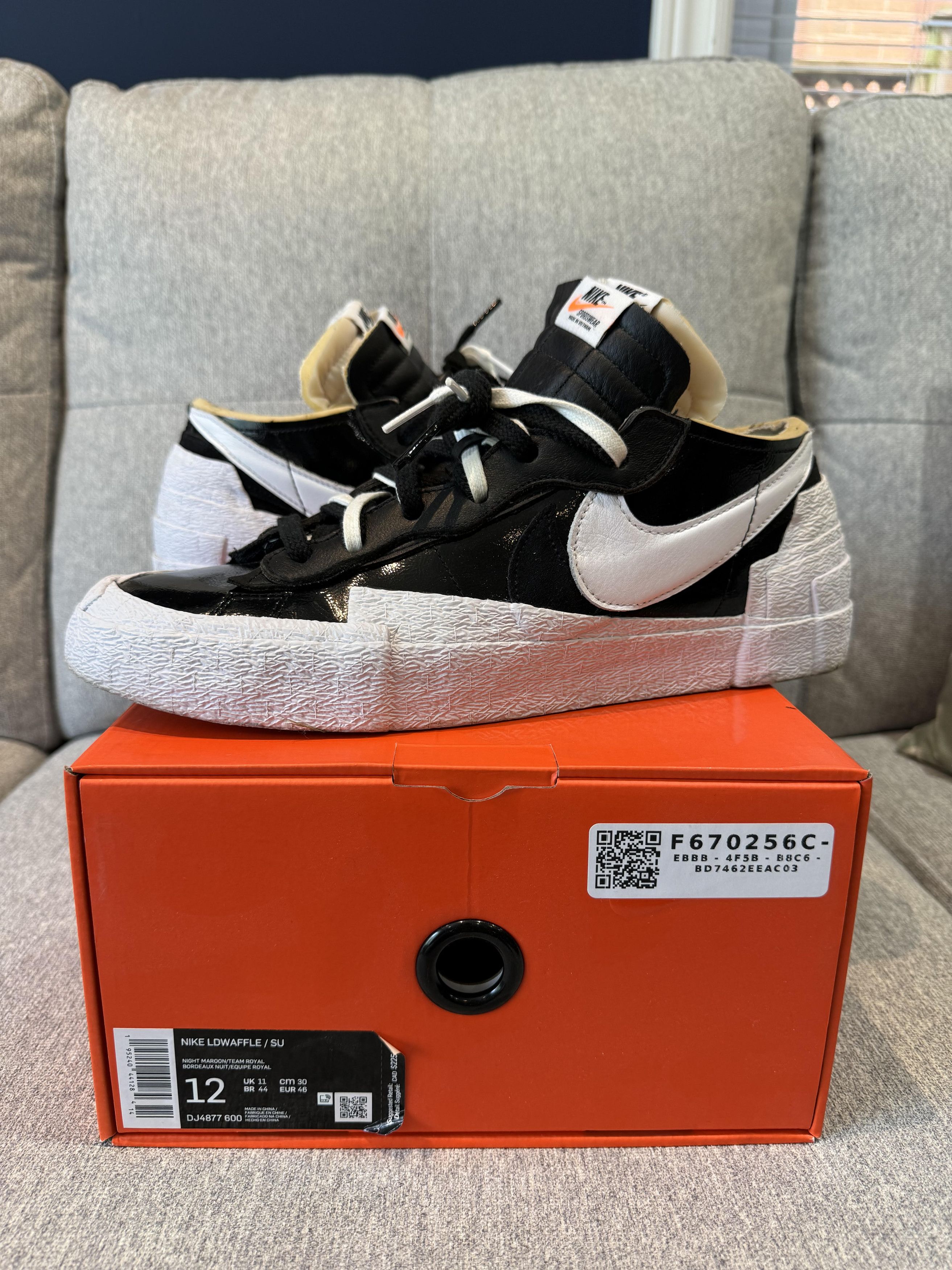 Nike Sacai Nike Sacai Blazer Low Black Patent Leather Grailed