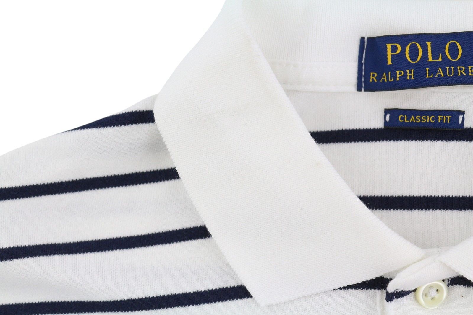 Polo Ralph Lauren CLASSIC FIT M White Short Sleeve Striped Polo Neck 84554 Size US M / EU 48-50 / 2 - 11 Thumbnail