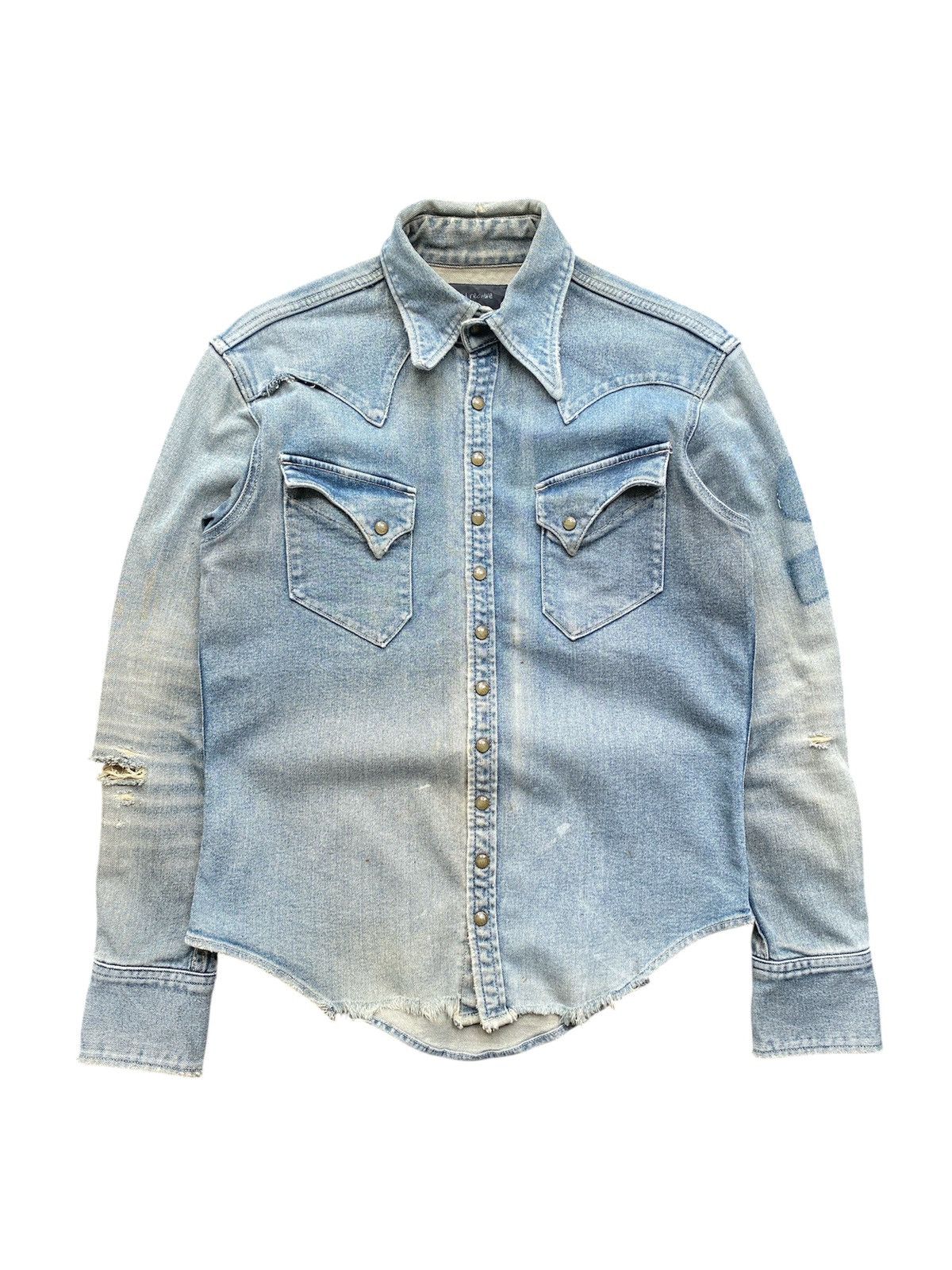If Six Was Nine 2000s Distressed Led Rechwe LGB Style Denim Shirt Size US M / EU 48-50 / 2 - 2 Thumbnail