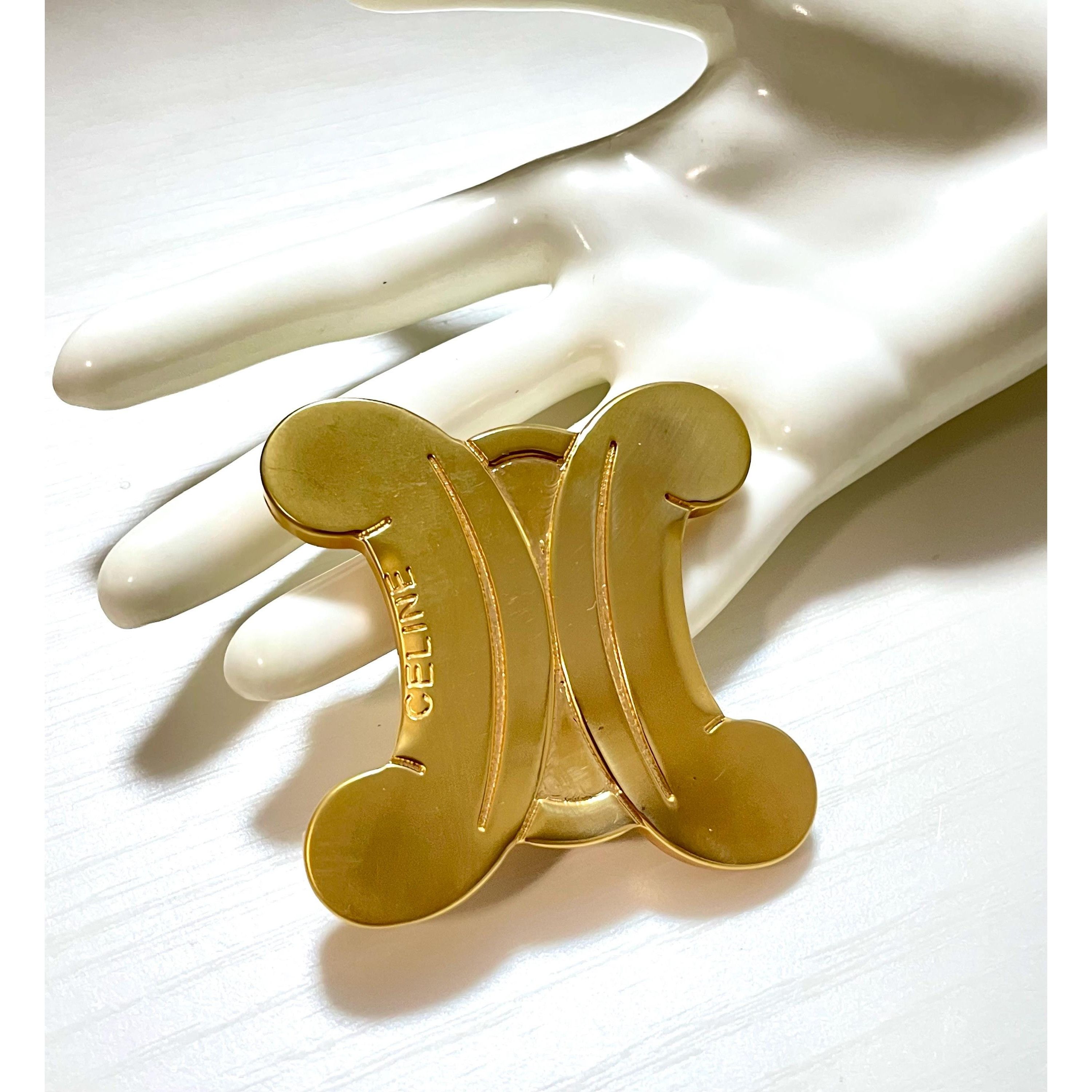 Celine Vintage Celine extra big golden triomphe brooch. Size ONE SIZE - 2 Thumbnail
