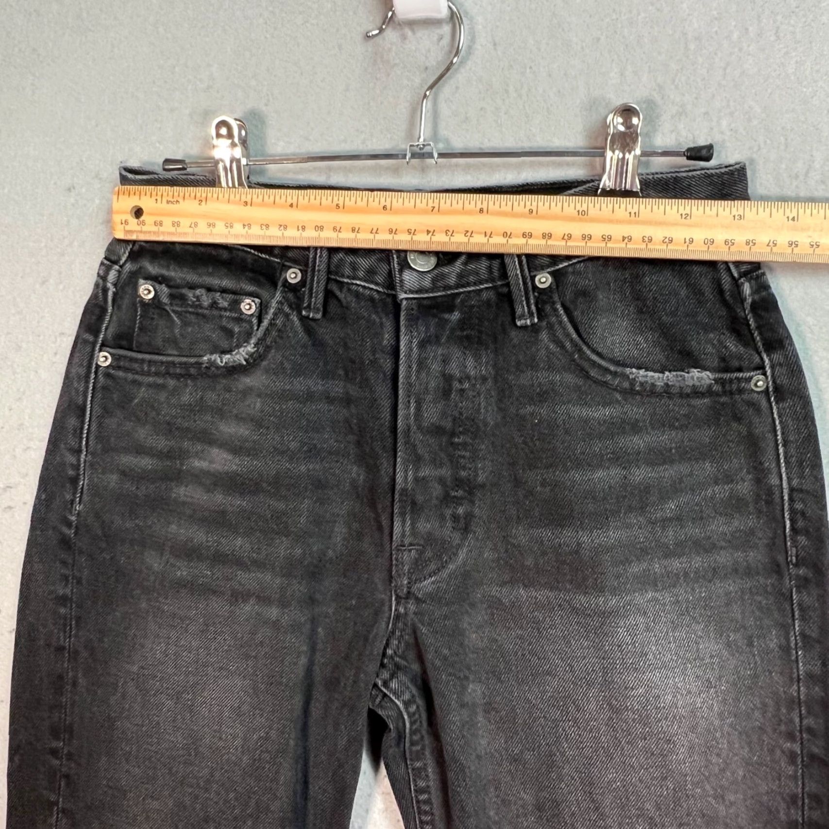 GRLFRND Jeans VINTAGE Helena Black High-Waisted Straight-Leg Frayed Hem Womens 26 Adult Regular Denim 26in Inseam