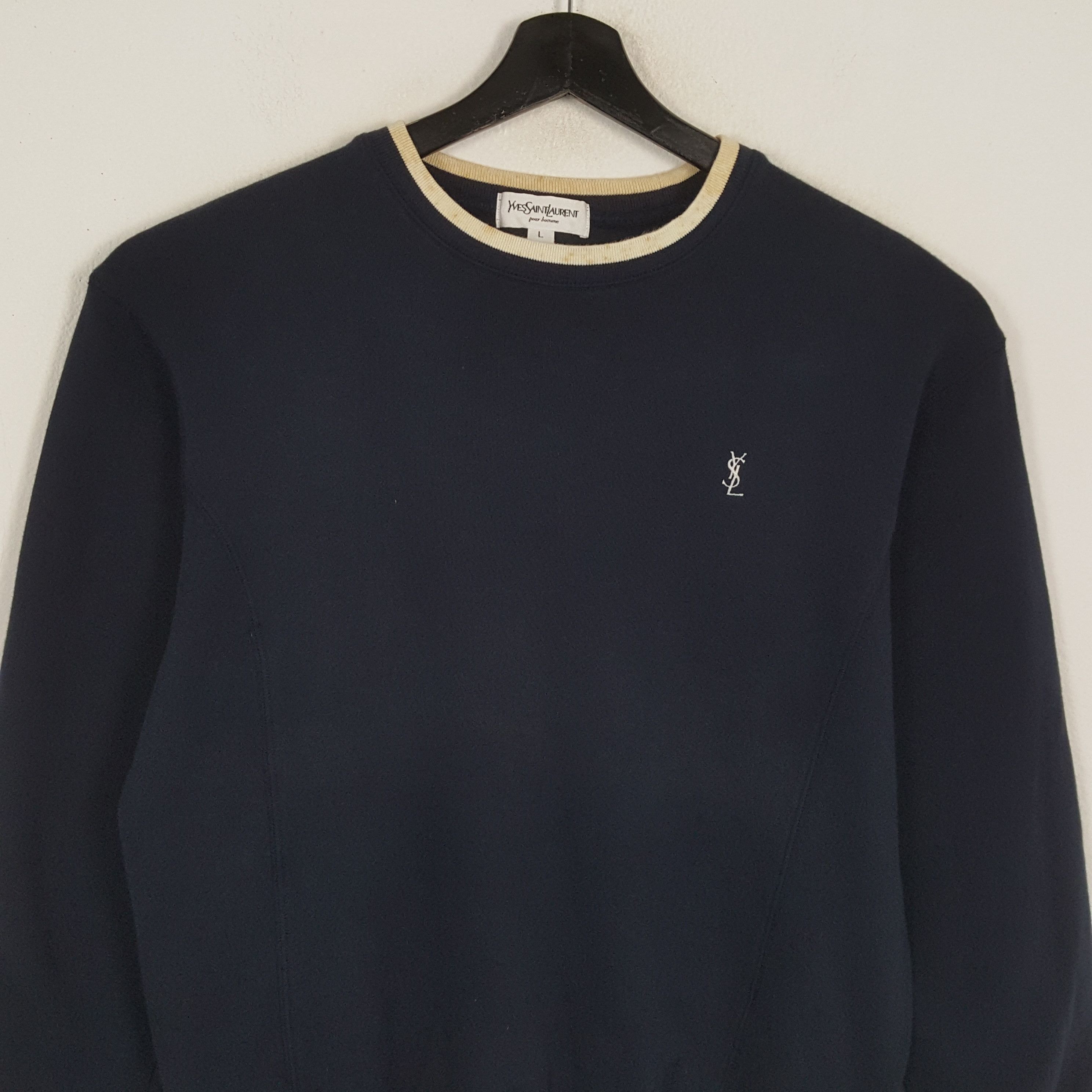 Vintage × Yves Saint Laurent YVES SAINT LAURENT Luxury Brand Small Logo Sweatshirt Size US M / EU 48-50 / 2 - 2 Thumbnail