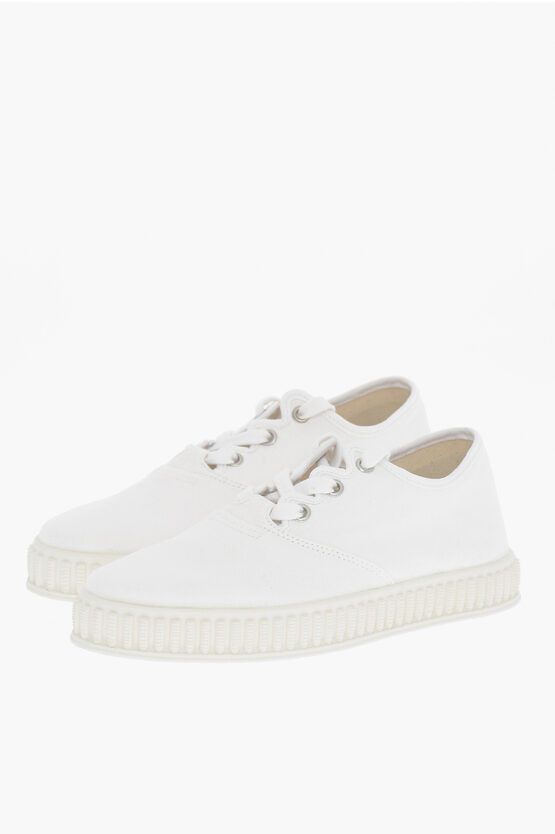 image of Maison Margiela Mm22 Low-Top Solid Color Cotton Sneakers in White, Women's (Size 5)