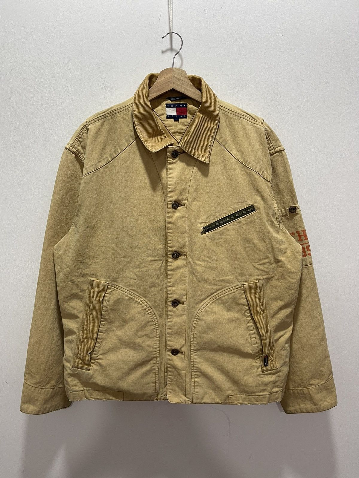 Tommy Hilfiger DISTRESSED TOMMY HILFIGER KHAKI TRASHED VINTAGE JACKET Size US L / EU 52-54 / 3 - 1 Thumbnail