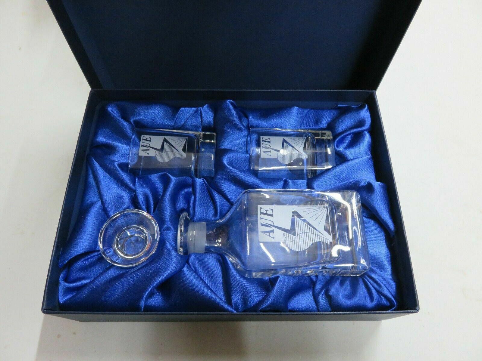 The Unbranded Brand Decanter and 2 Shot Liqueur Glasses in Box Engraved AUE Size ONE SIZE - 5 Thumbnail