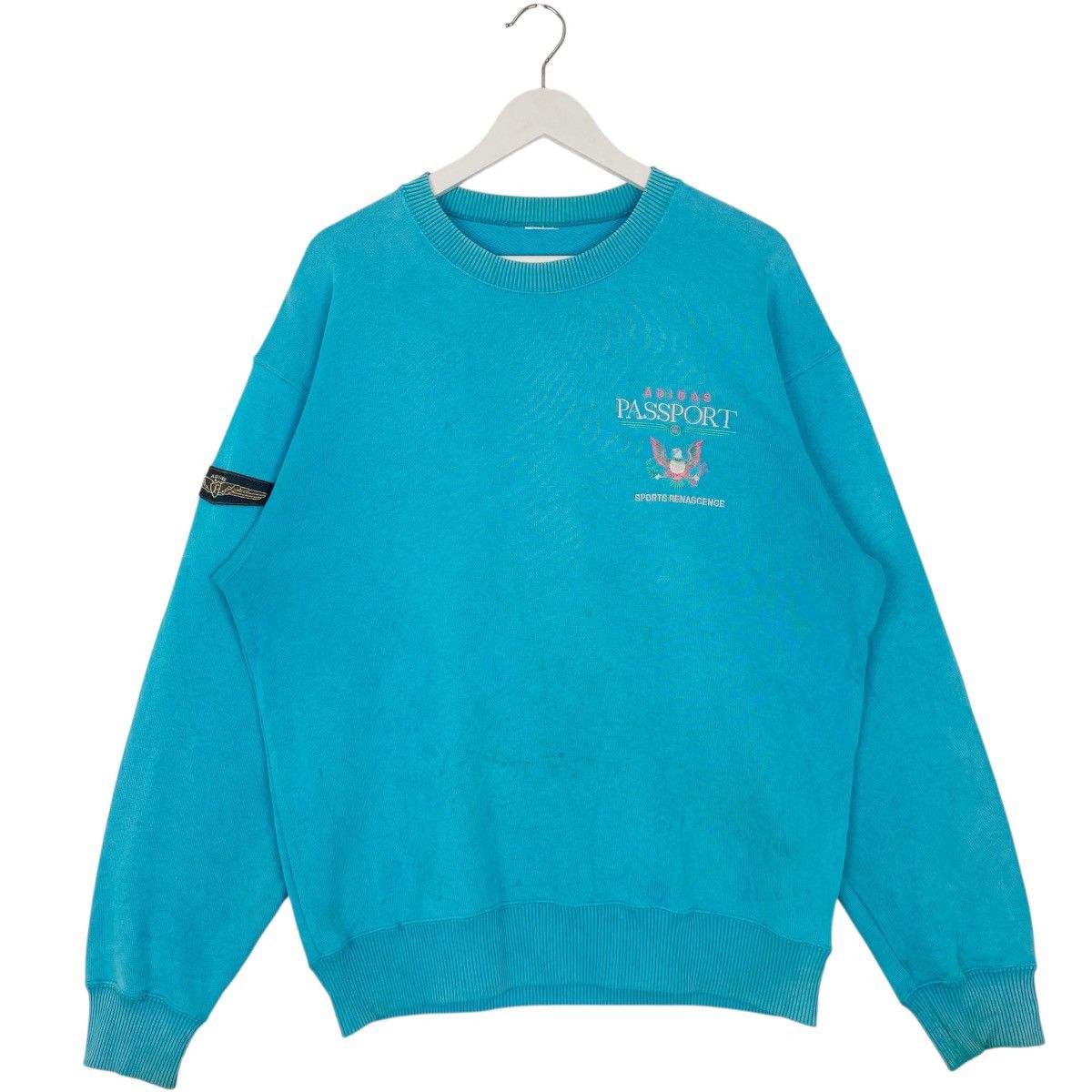 Vintage 90s Adidas Passport Sweatshirt Crewneck Blue