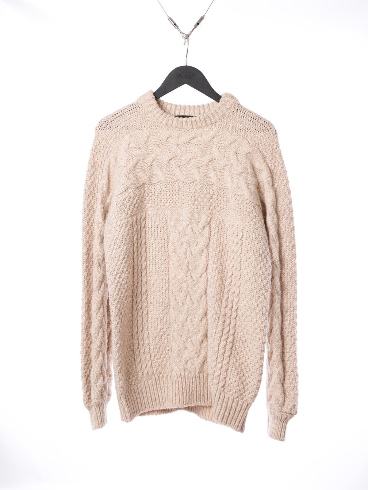 Dolce & Gabbana DOLCE & GABBANA Heavy Knitted Wool Beige Cable Sweater Size US L / EU 52-54 / 3 - 1 Thumbnail