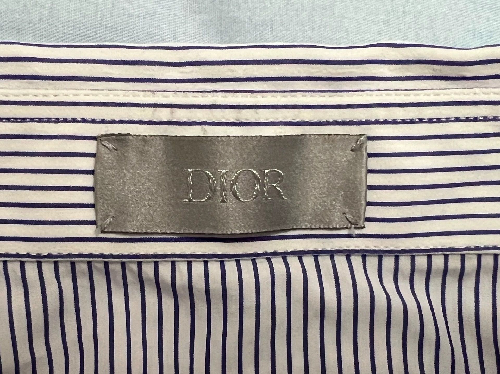 Dior Dior CD Series White Blue Stripe Shirt Men's 43 Size US XL / EU 56 / 4 - 3 Thumbnail