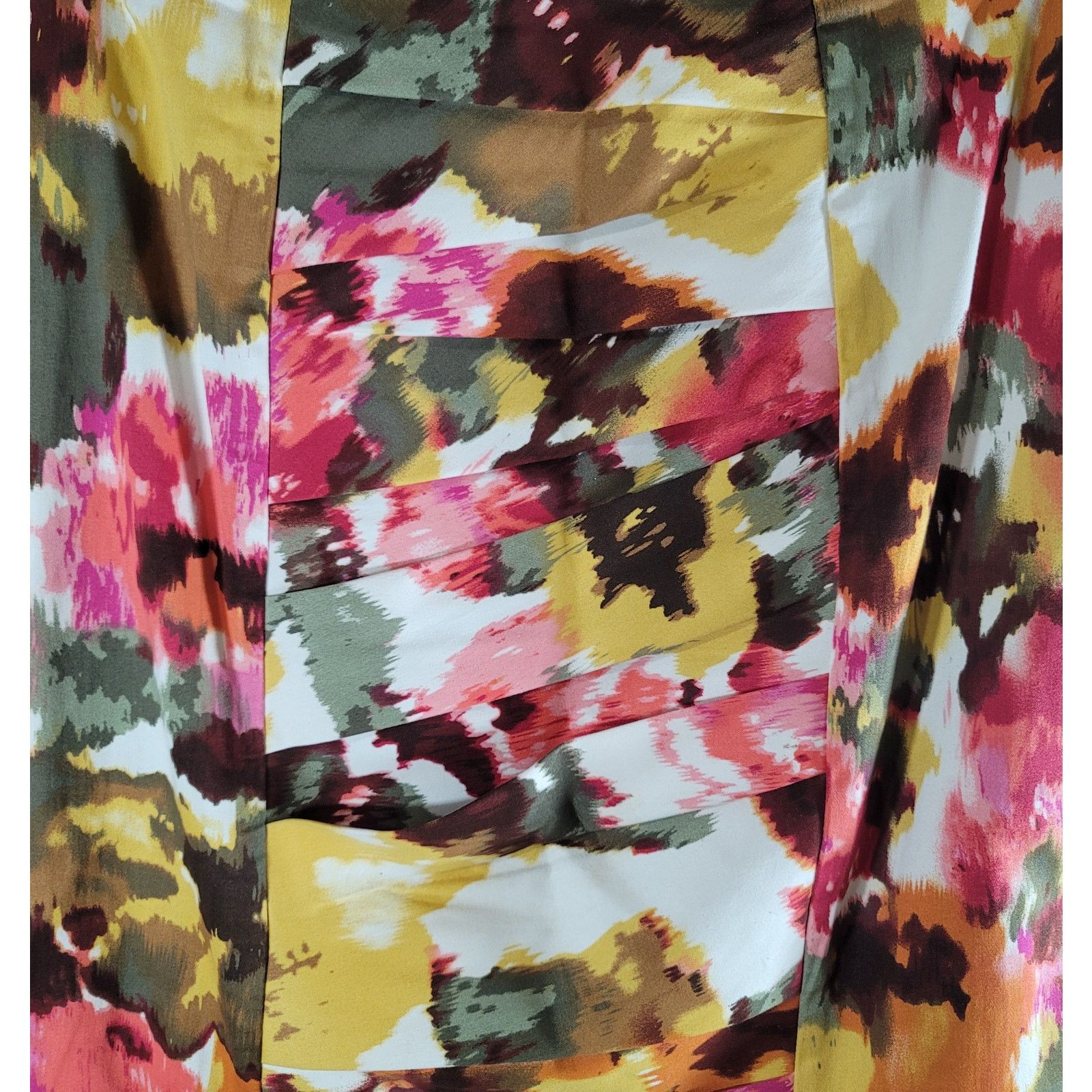 Other Sunny Leigh Green Pink Abstract Pencil Skirt 10 Ruched Size 32" / US 10 / IT 46 - 2 Thumbnail