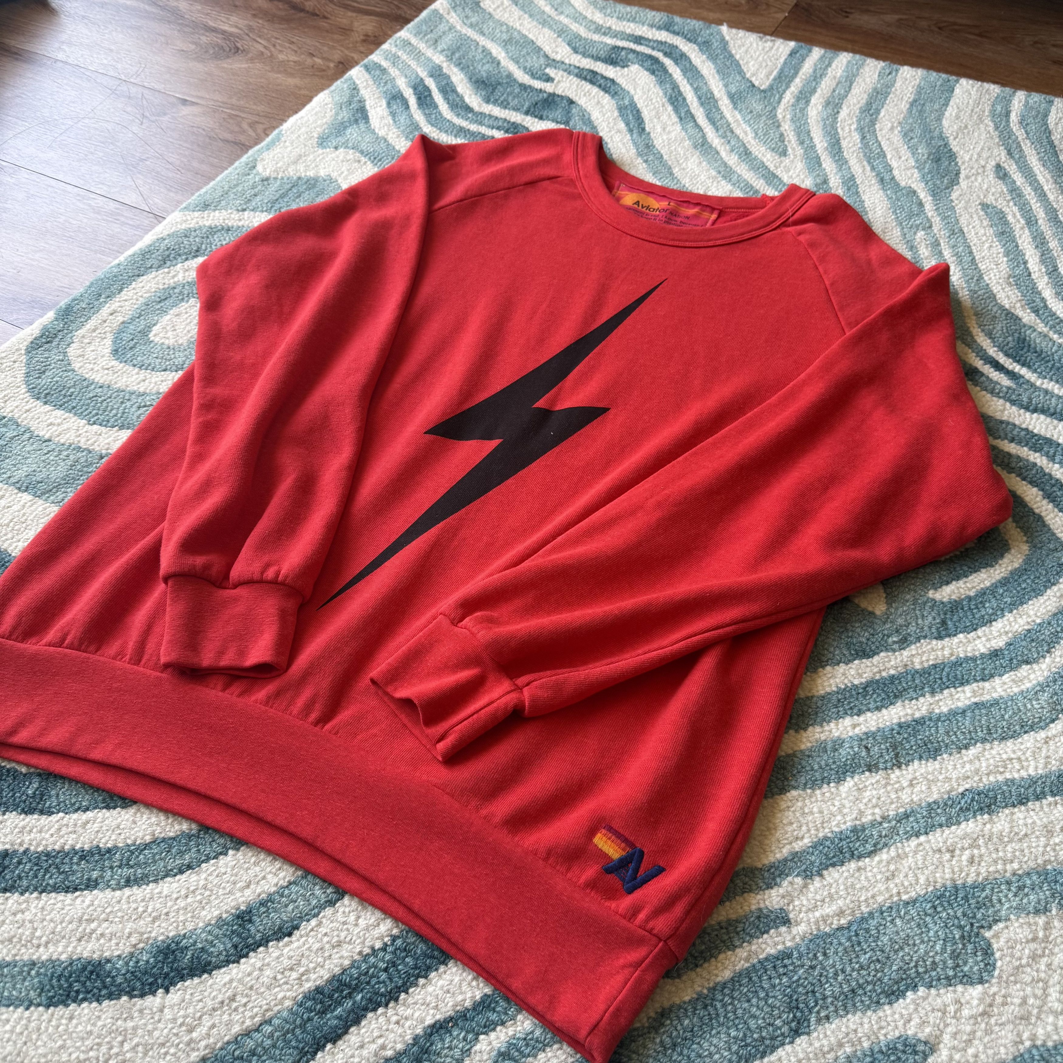 Aviator Nation Aviator Nation Bolt Crew Sweatshirt Mens Womens Red + Black Size US L / EU 52-54 / 3 - 2 Thumbnail