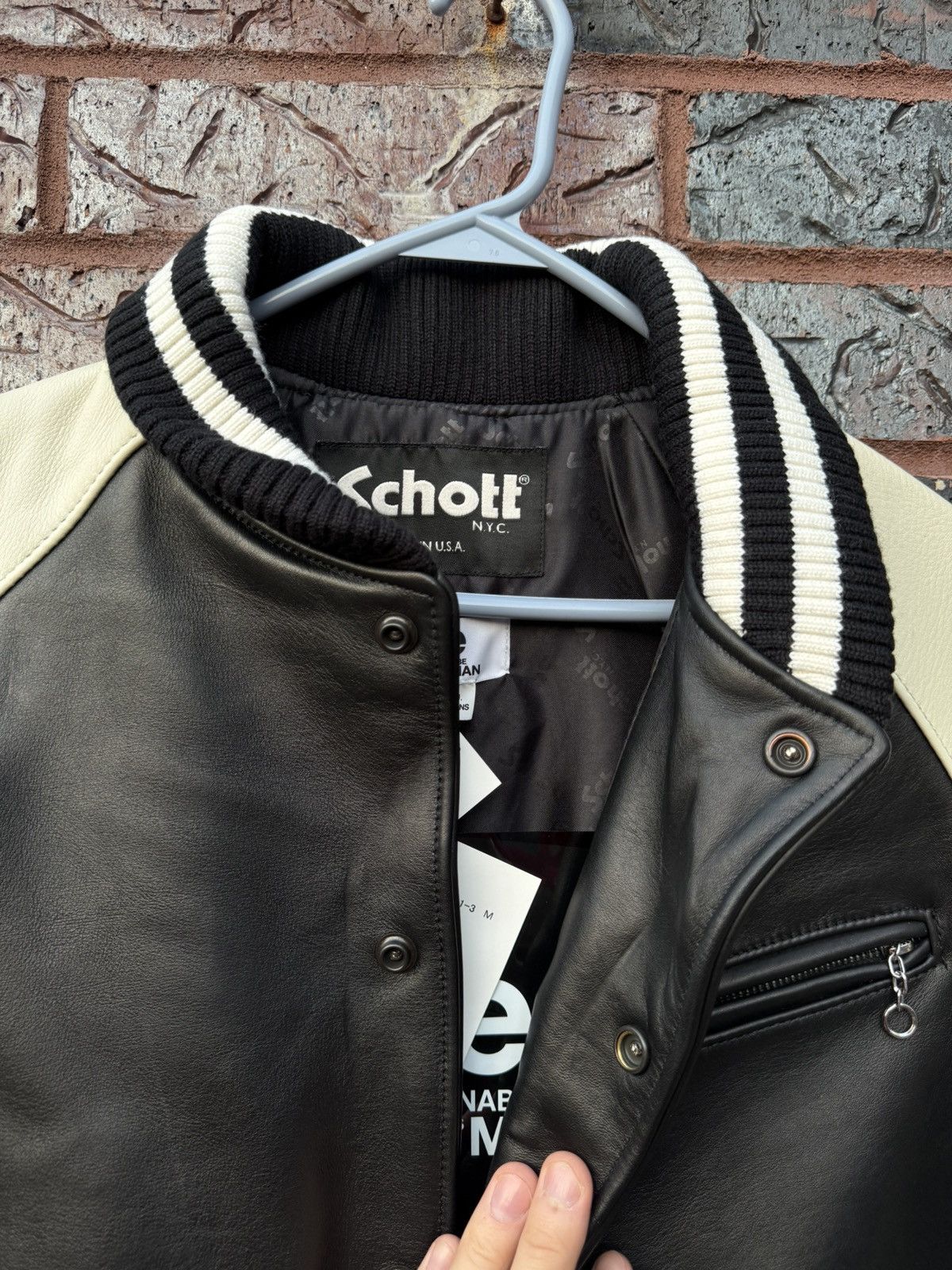 Junya Watanabe Junya Watanabe eYe Schott Leather Stadium Jacket Size US L / EU 52-54 / 3 - 5 Thumbnail