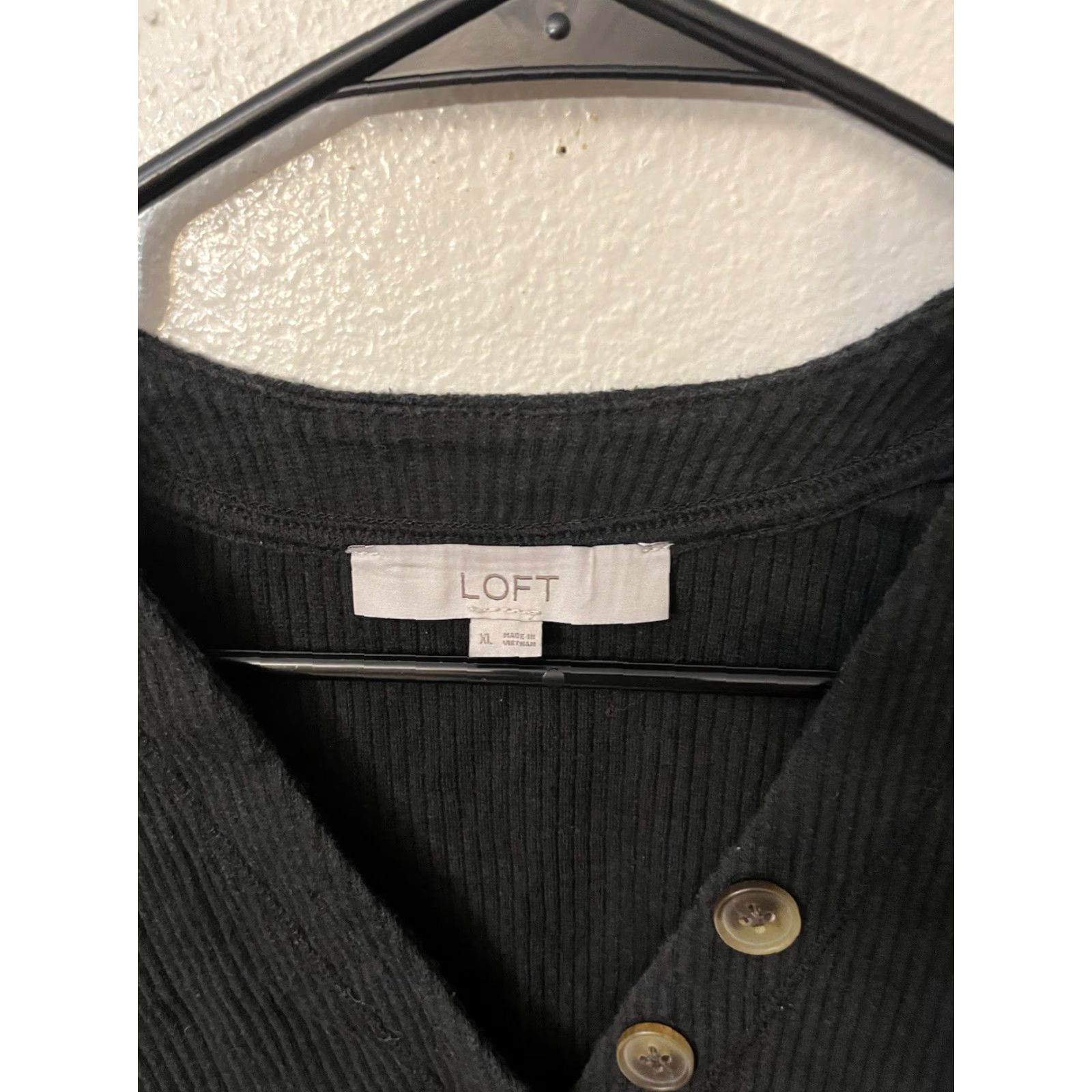 Ann Taylor VINTAGE Ann Taylor LOFT Black Lightweight Henley Pullover Sweater XL Womens Size XL / US 12-14 / IT 48-50 - 2 Thumbnail