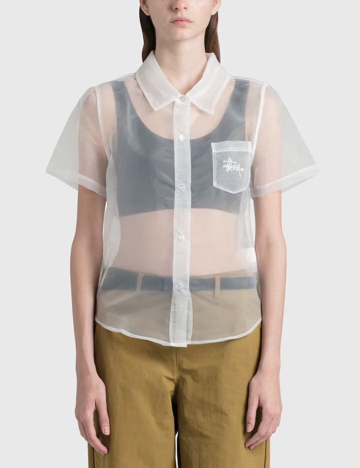 image of Sheer Stussy Milo Shirt in White, Women's (Size XS)