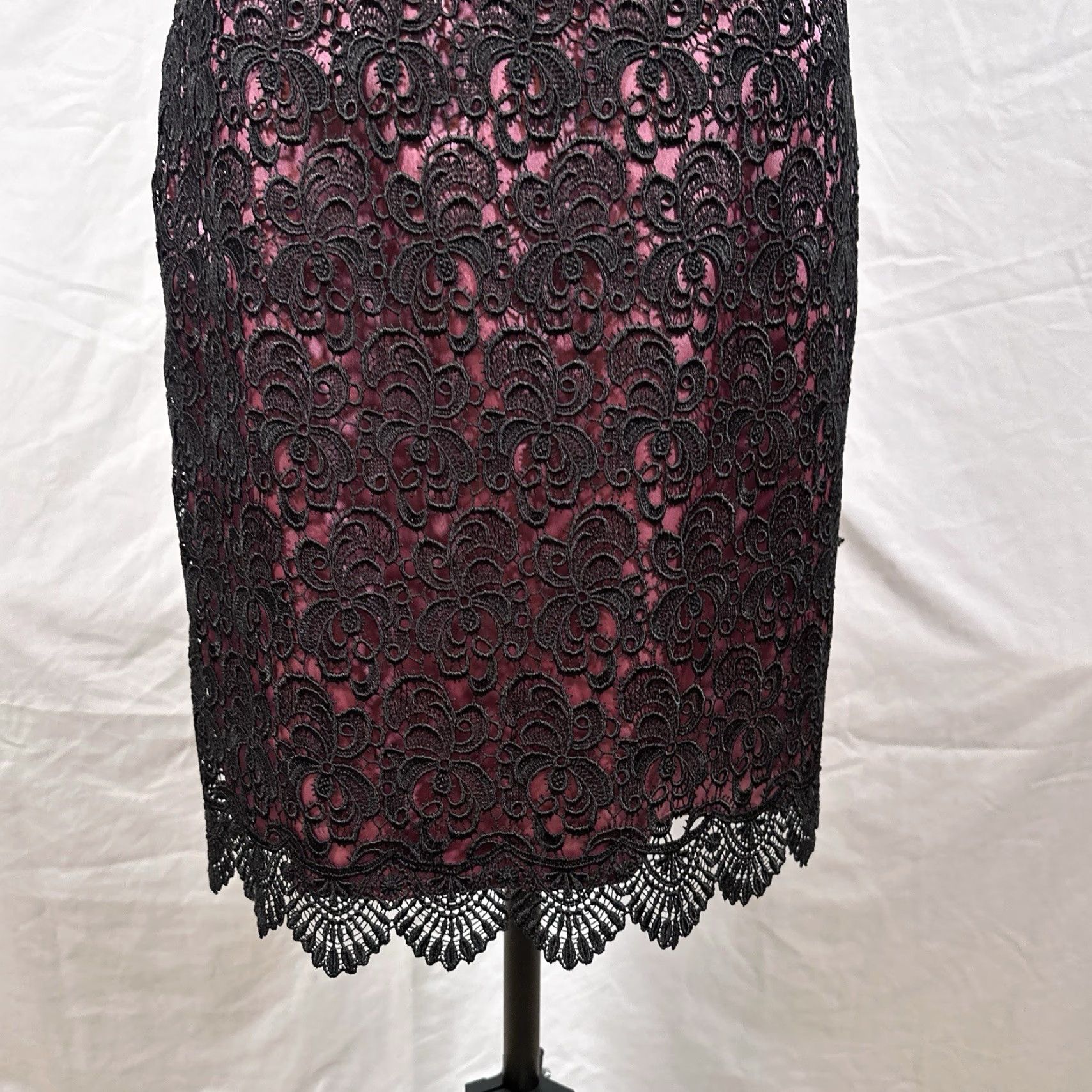 Vintage JS Collections Dress Empire Waist 6 Pink Lace Midi Dress Sheath Pencil Women Regular Gothic Halloween Grunge Fairy Witchy Sleeveless Party/Cocktail Size M / US 6-8 / IT 42-44 - 6 Thumbnail