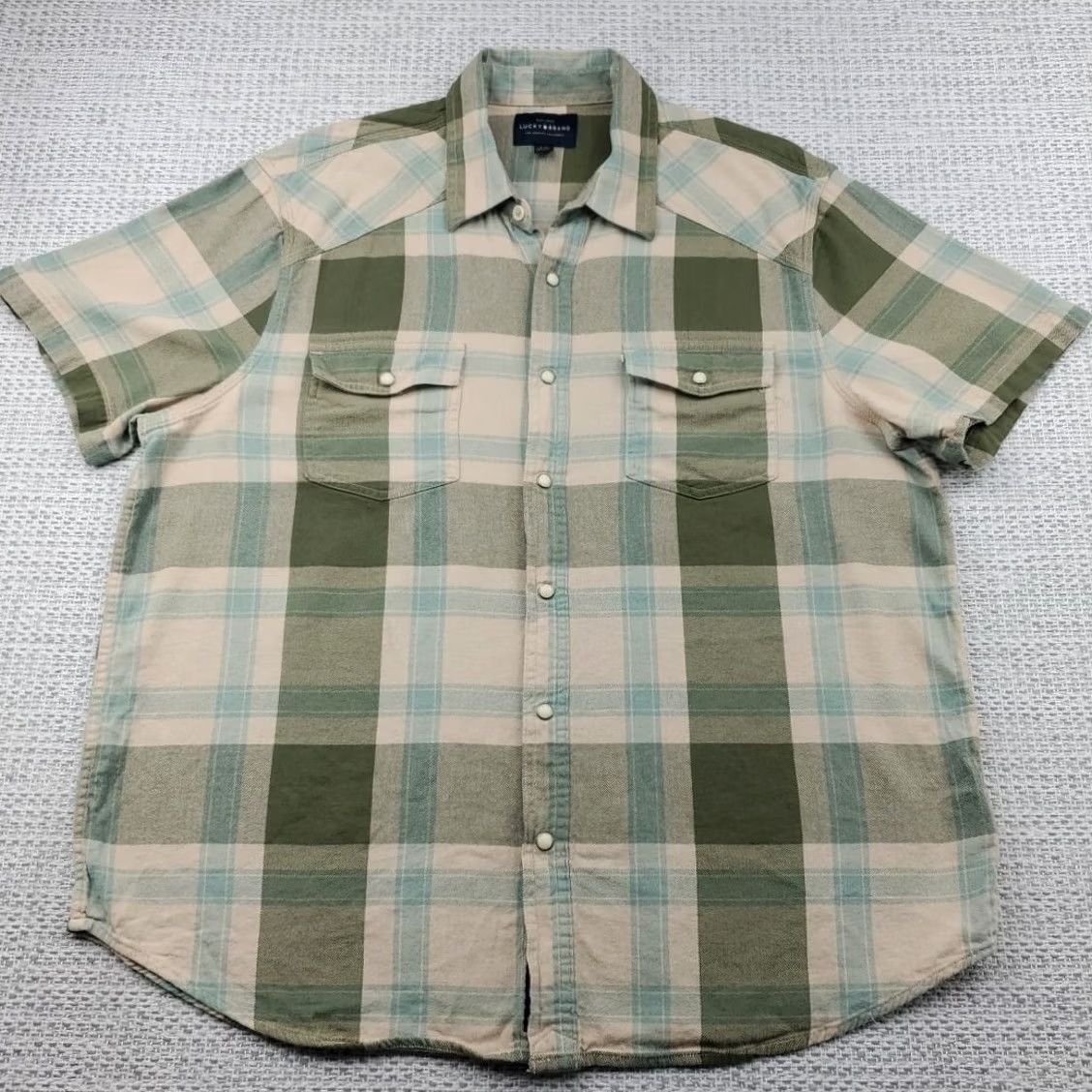 Lucky Brand Lucky Brand Shirt Mens L Plaid Pearl Snap Short Sleeve Button-Up Western Button-Up Shirt Size US L / EU 52-54 / 3 - 2 Thumbnail