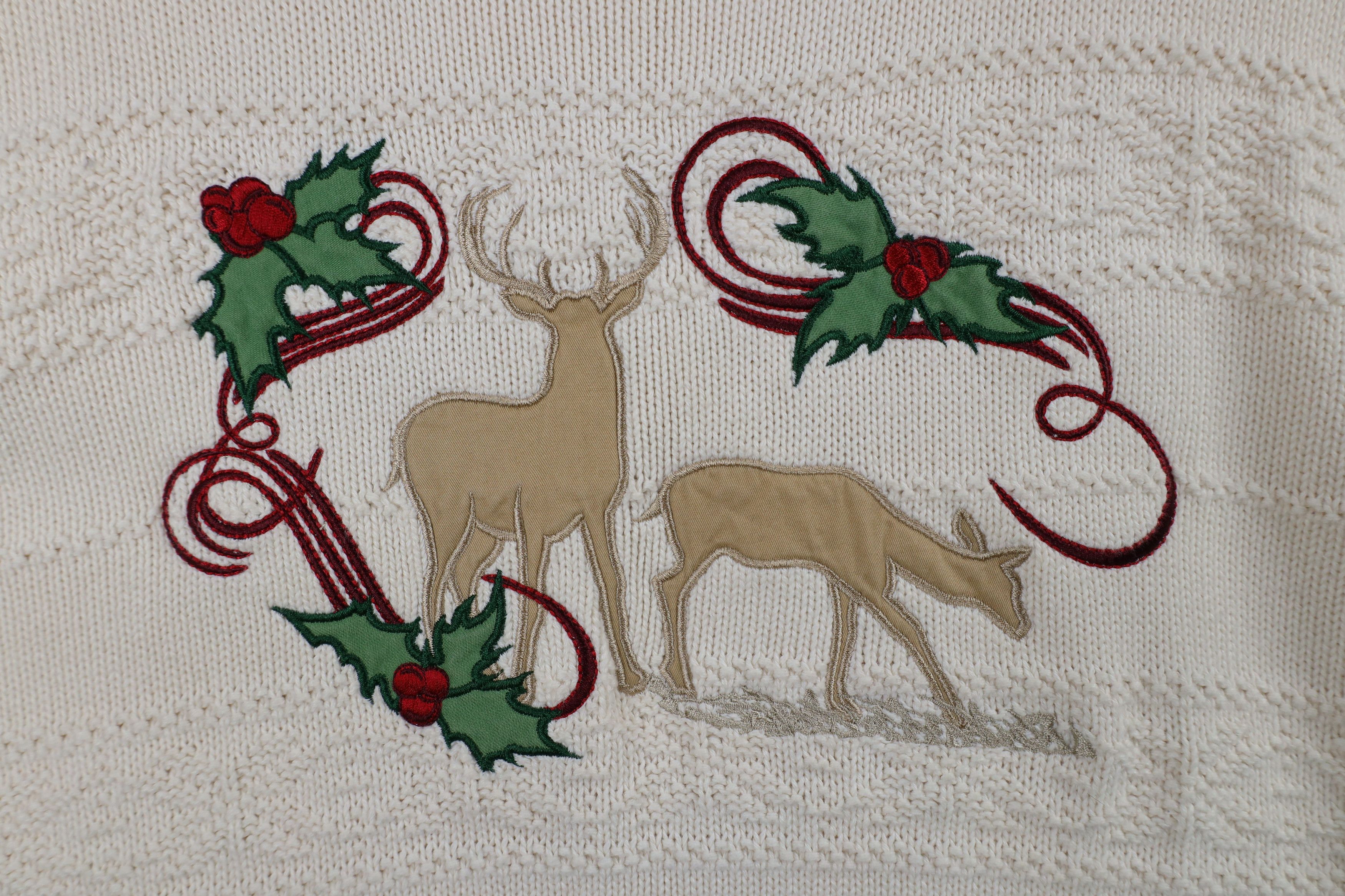 Cabelas × Vintage Vintage 90s Cabelas Mistletoe Deer Buck Knit Sweater Size M / US 6-8 / IT 42-44 - 4 Thumbnail