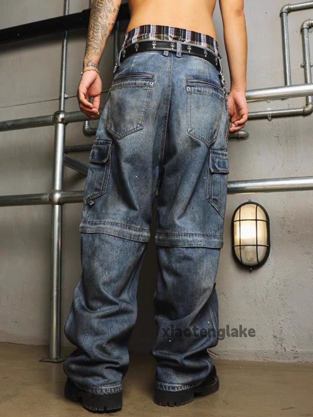 Jean xtl utility washed faded Stain paint grunge hiphop jeans Size US 37 - 2 Thumbnail