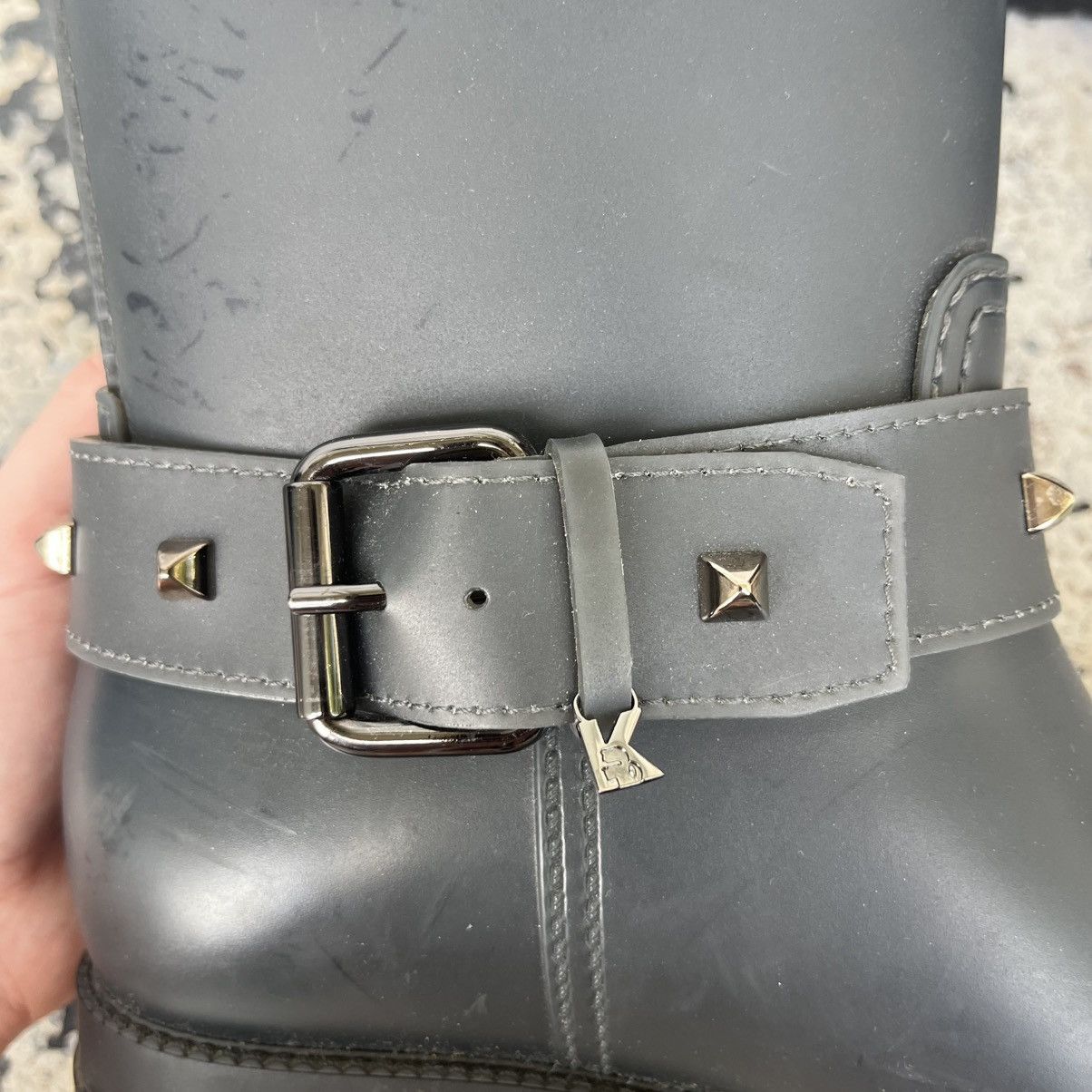 Karl Lagerfeld Karl Lagerfeld navy studded rain biker boots size eu 37 Size US 6 / IT 36 - 4 Thumbnail