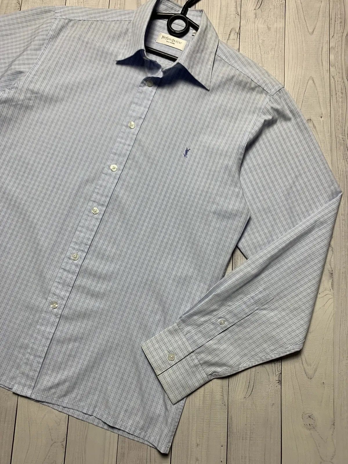 Vintage × Yves Saint Laurent Vintage Yves Saint Laurent plaid shirt light blue size M Size US M / EU 48-50 / 2 - 2 Thumbnail