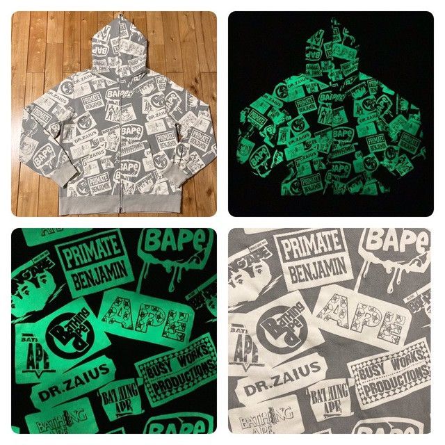 Bape × Nigo 💫Glow in the dark💫 BAPE MIX LOGO full zip hoodie APE NIGO Size US XXL / EU 58 / 5 - 1 Thumbnail