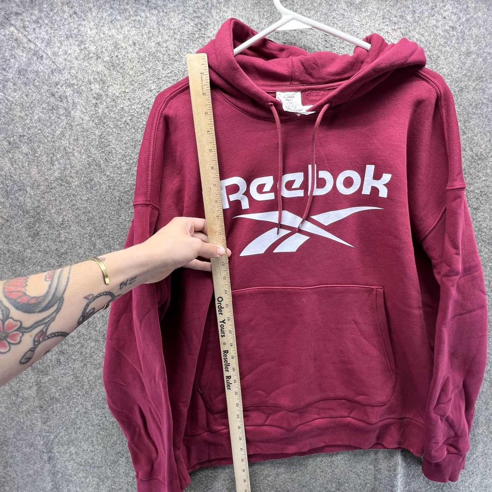 Reebok Reebok Hoodie Mens XL Red Big Logo Graphic Pullover Fleece Sweatshirt Athletic Size US XL / EU 56 / 4 - 5 Thumbnail