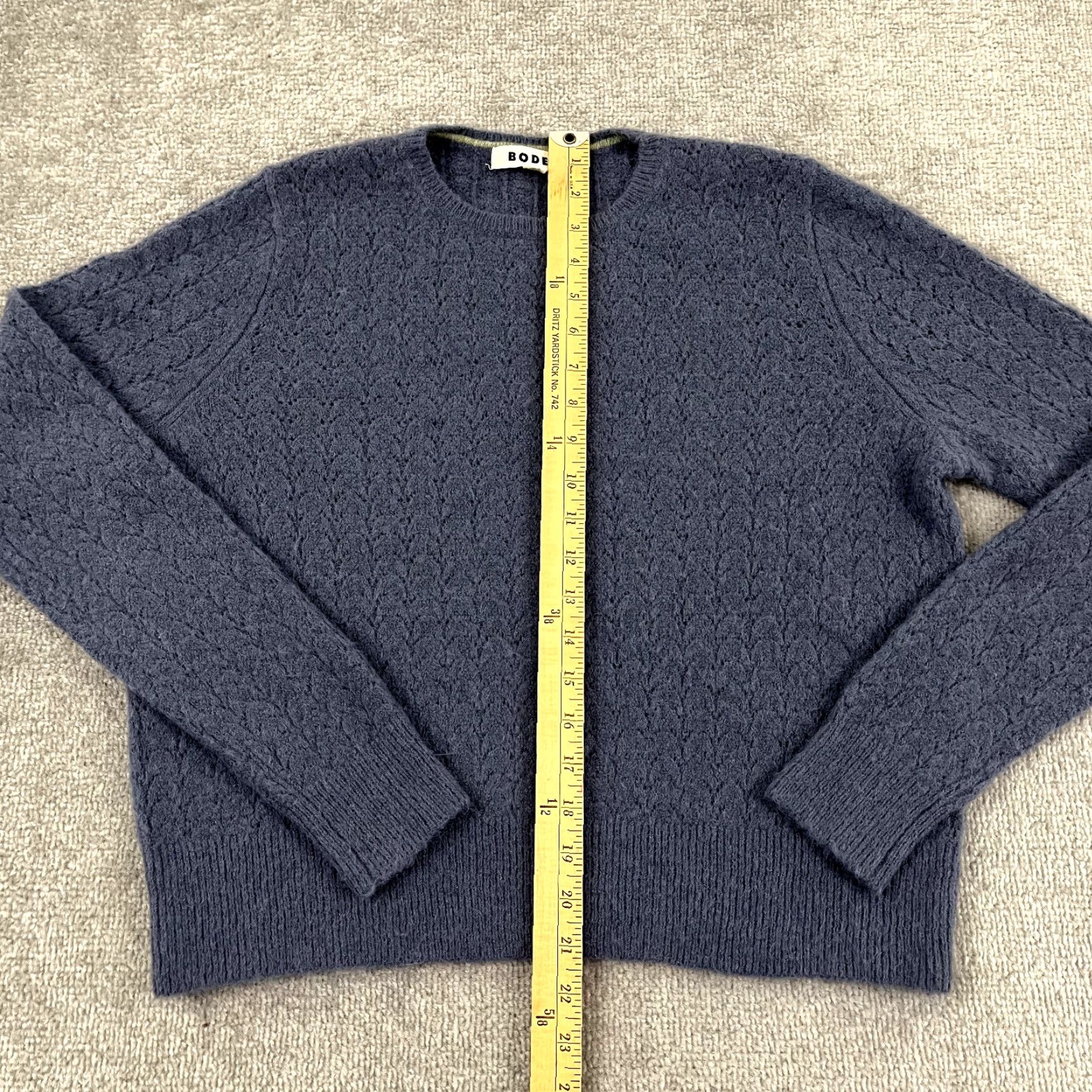 Boden BODEN Fluffy Pointelle Sweater Womens Medium Cropped Blue Wool Mohair Crew Neck Size M / US 6-8 / IT 42-44 - 4 Thumbnail