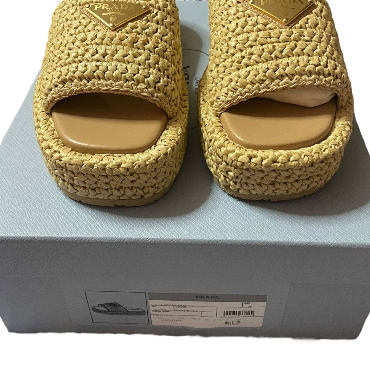 Prada Prada crochet platform sandals in raffia, size 36 Size US 6 / IT 36 - 3 Thumbnail