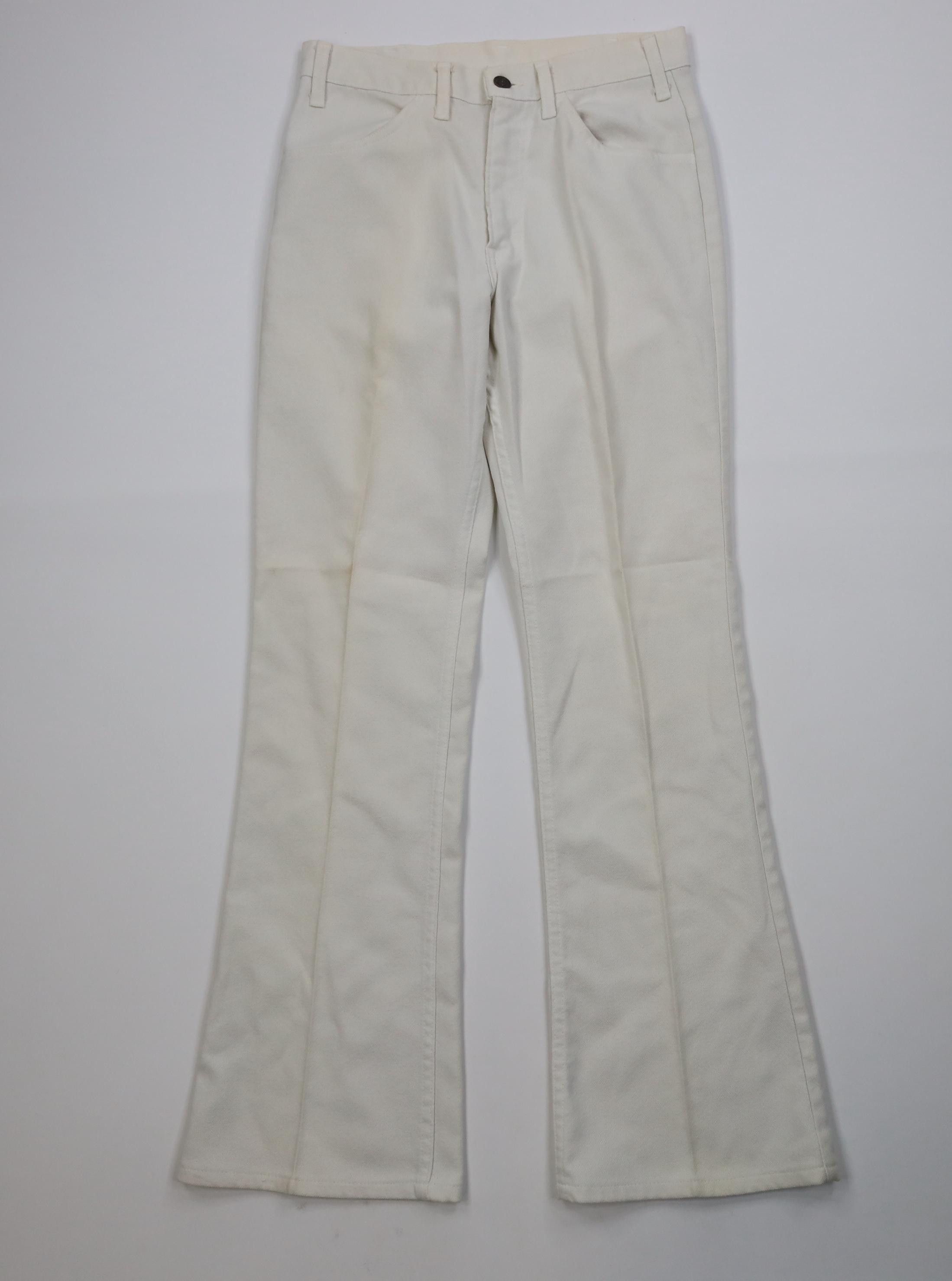 Levi's Vintage 70s Levis Knit Bell Bottoms Chino Pants White USA Size US 30 / EU 46 - 1 Thumbnail