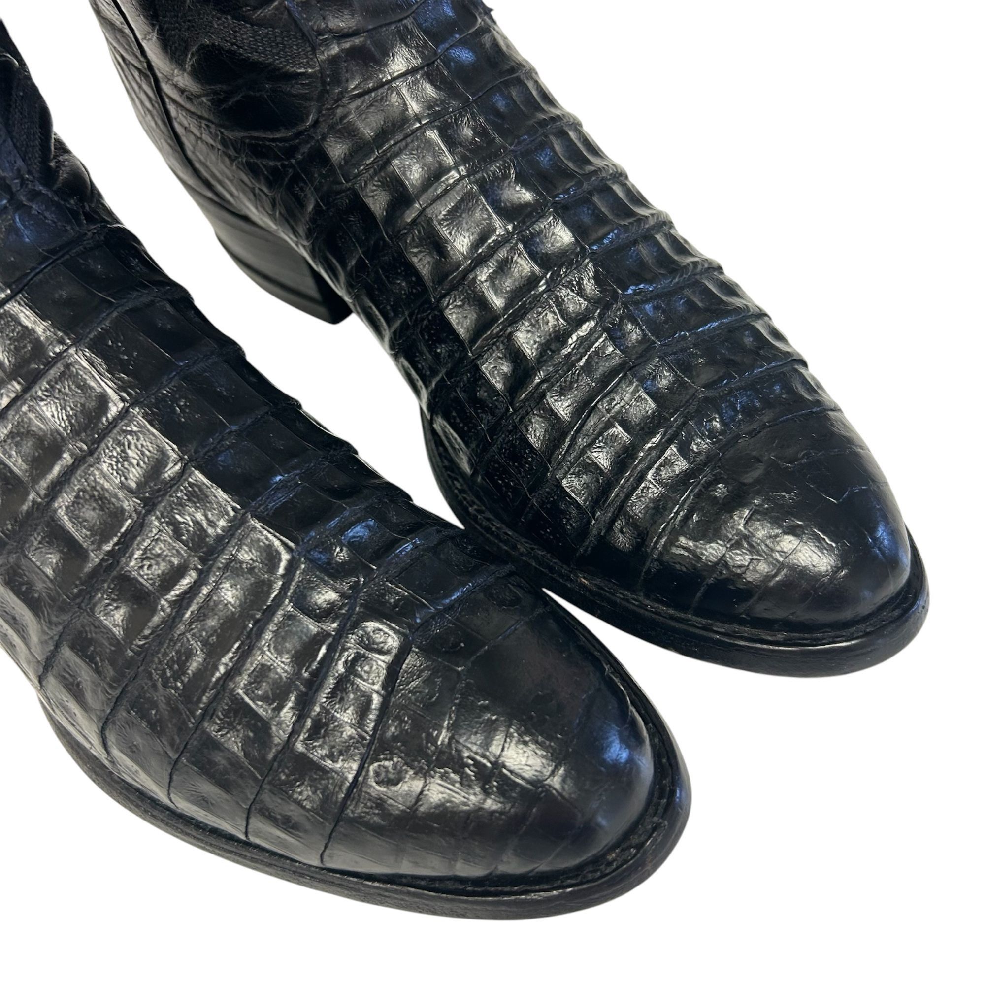 Tony Lama Vtg Tony Lama Black EXOTIC Leather Cowboy Western Boots Size US 9.5 / EU 42-43 - 3 Thumbnail
