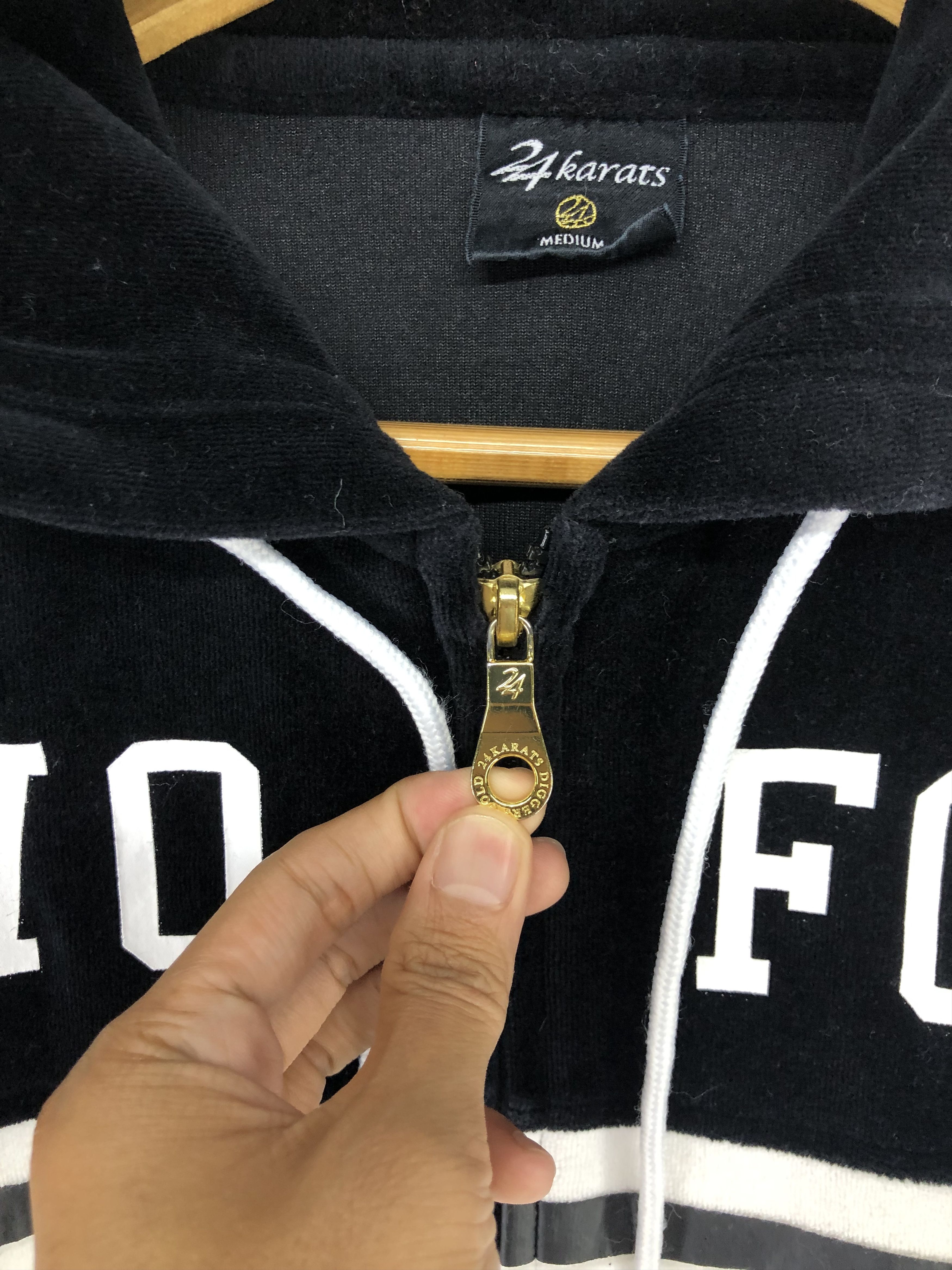 Japanese Brand 24karats Velour Full-Zip Track Jacket In Black And White Size US M / EU 48-50 / 2 - 9 Thumbnail