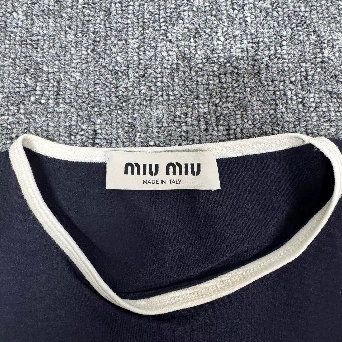 Miu Miu MIU MIU Women's Navy Letter Logo Short-Sleeve Top 38 99New Size XS / US 0-2 / IT 36-38 - 6 Thumbnail