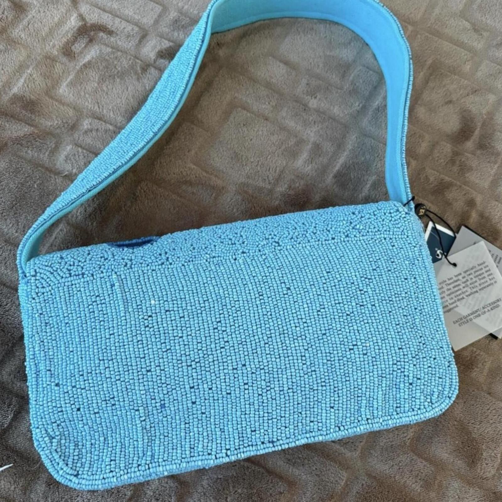 Marsell TikTok Viral Greece Portofino Ocean Blue Beaded Bag Size ONE SIZE - 5 Thumbnail